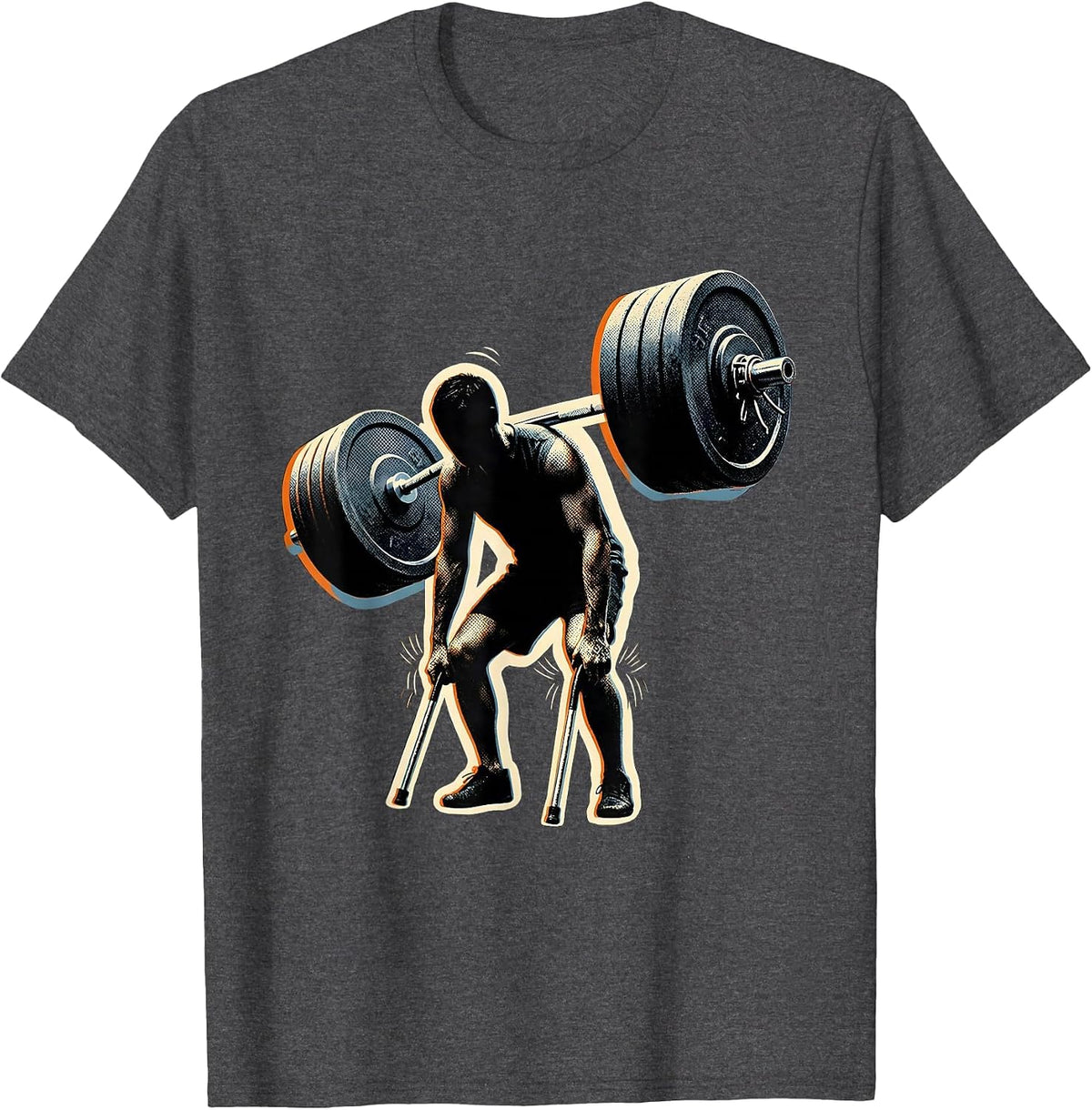 Tiny Exhausted Lifter Funny Gym Workout Meme T-Shirt - Dark Heather Grey