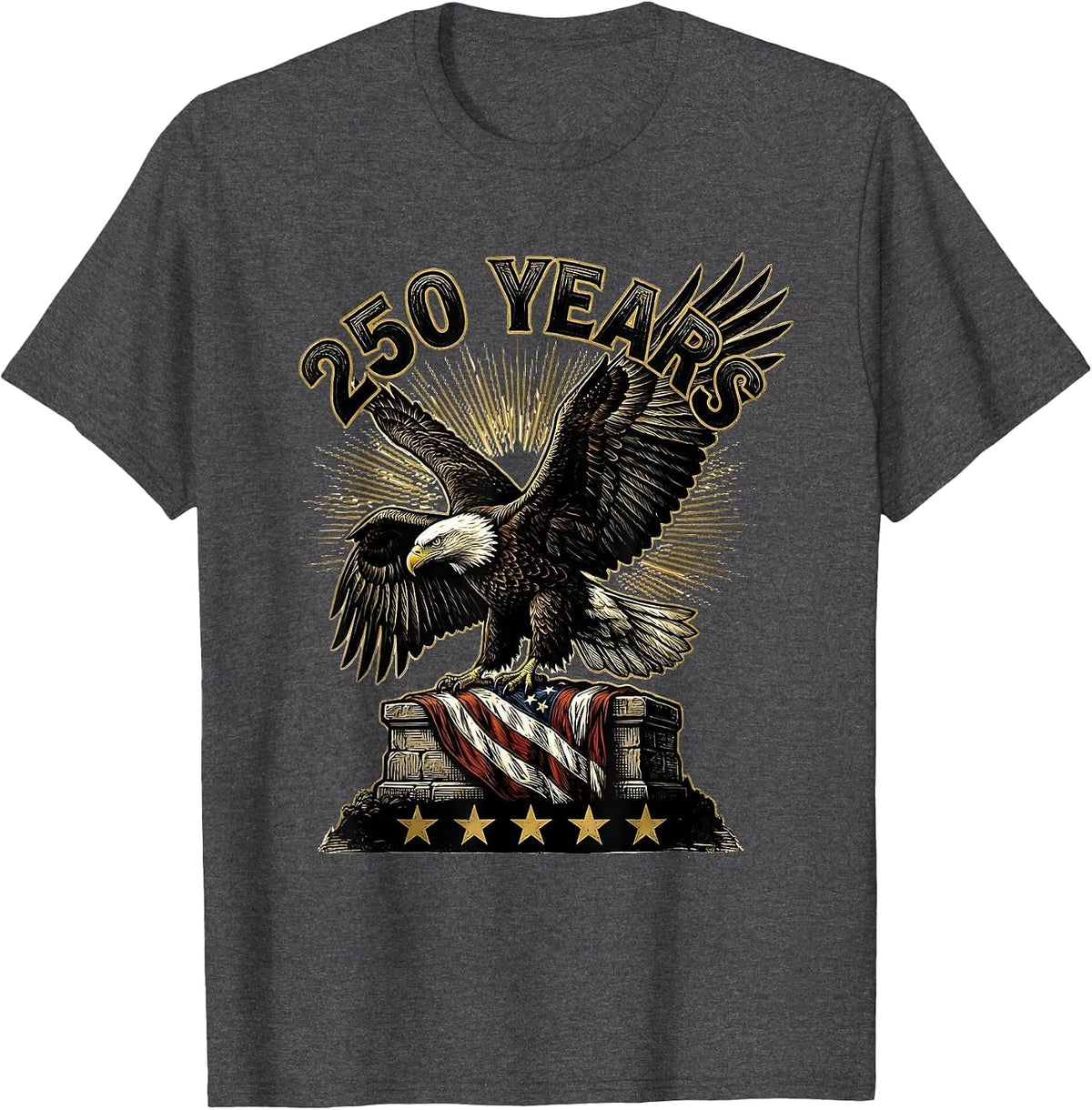 Men's 250 Years Patriotic Eagle and Flag 250th Anniversary USA T-Shirt - Dark Heather Grey