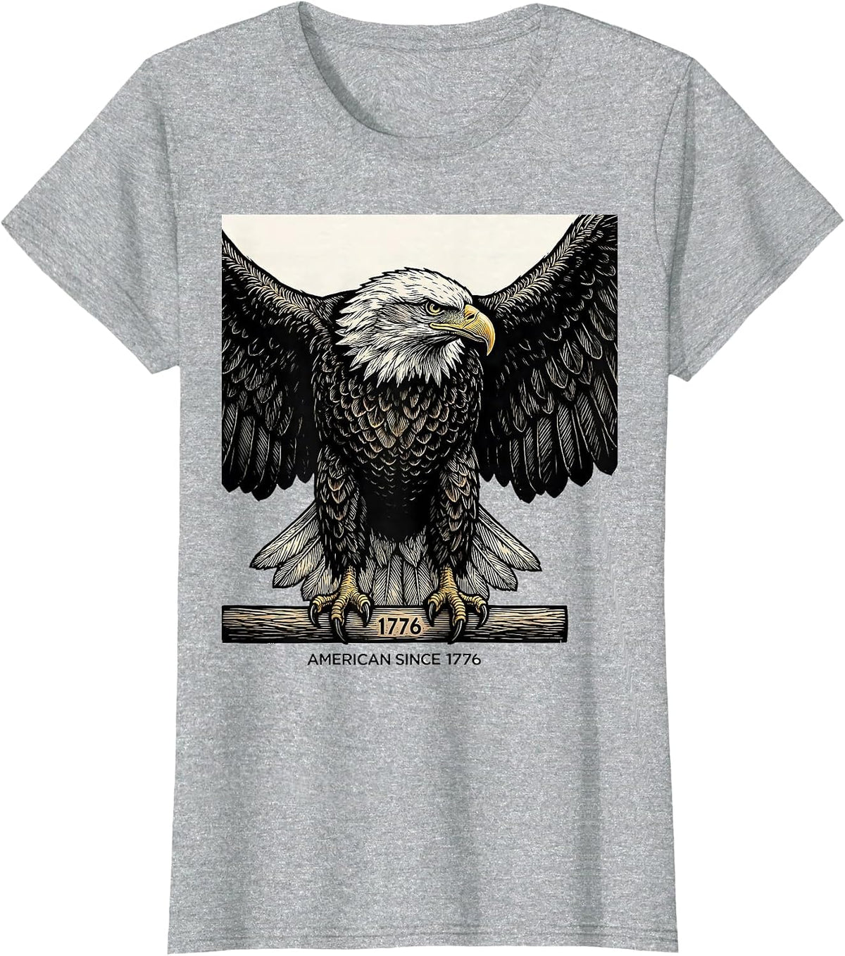 American Since 1776 Bold Eagle Patriotic 250th Anniversary T-Shirt - Heather Grey