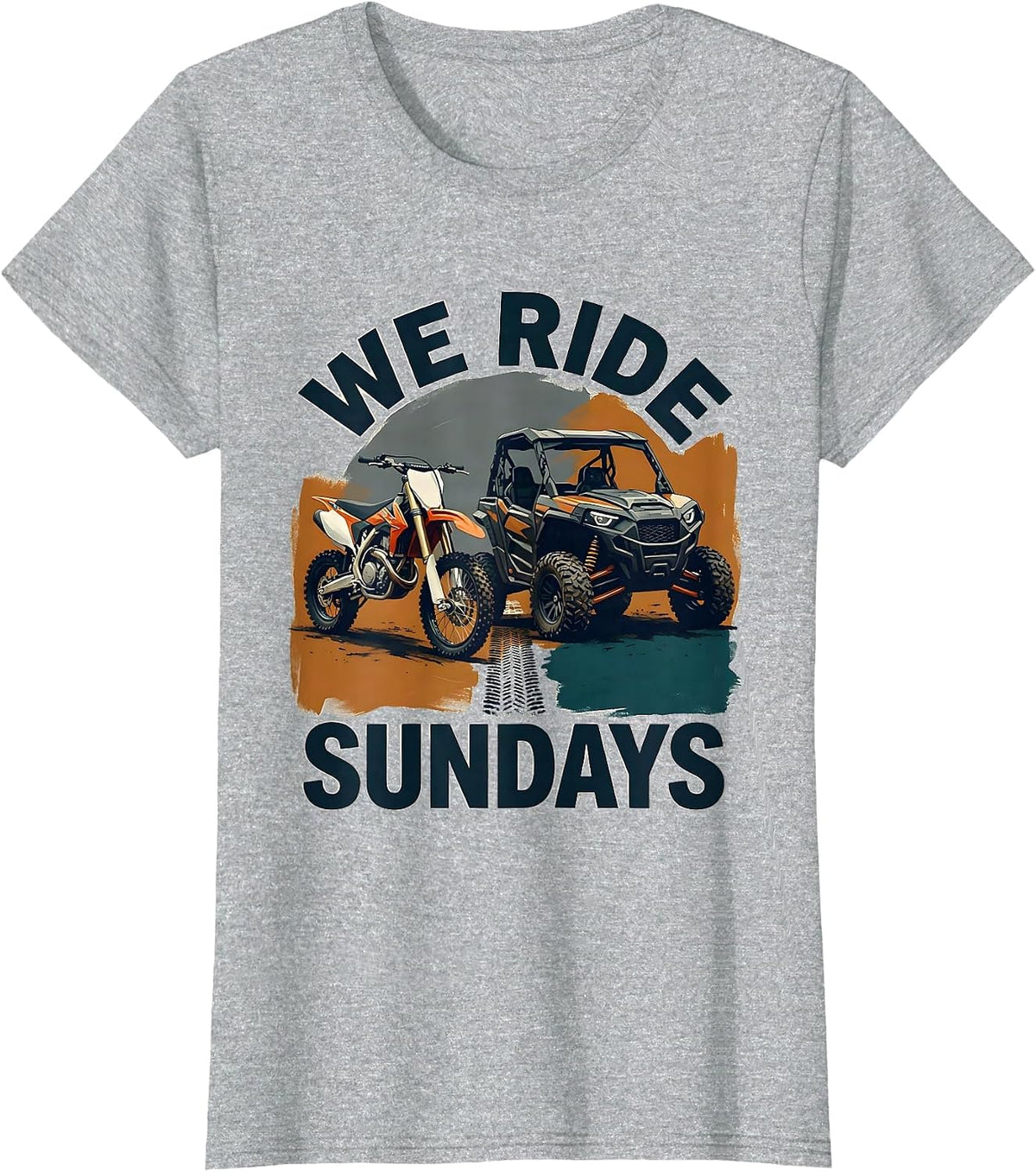 We Ride Sundays Dirt Bike Motocross Off-Road Rider Pride UTV T-Shirt - Heather Grey