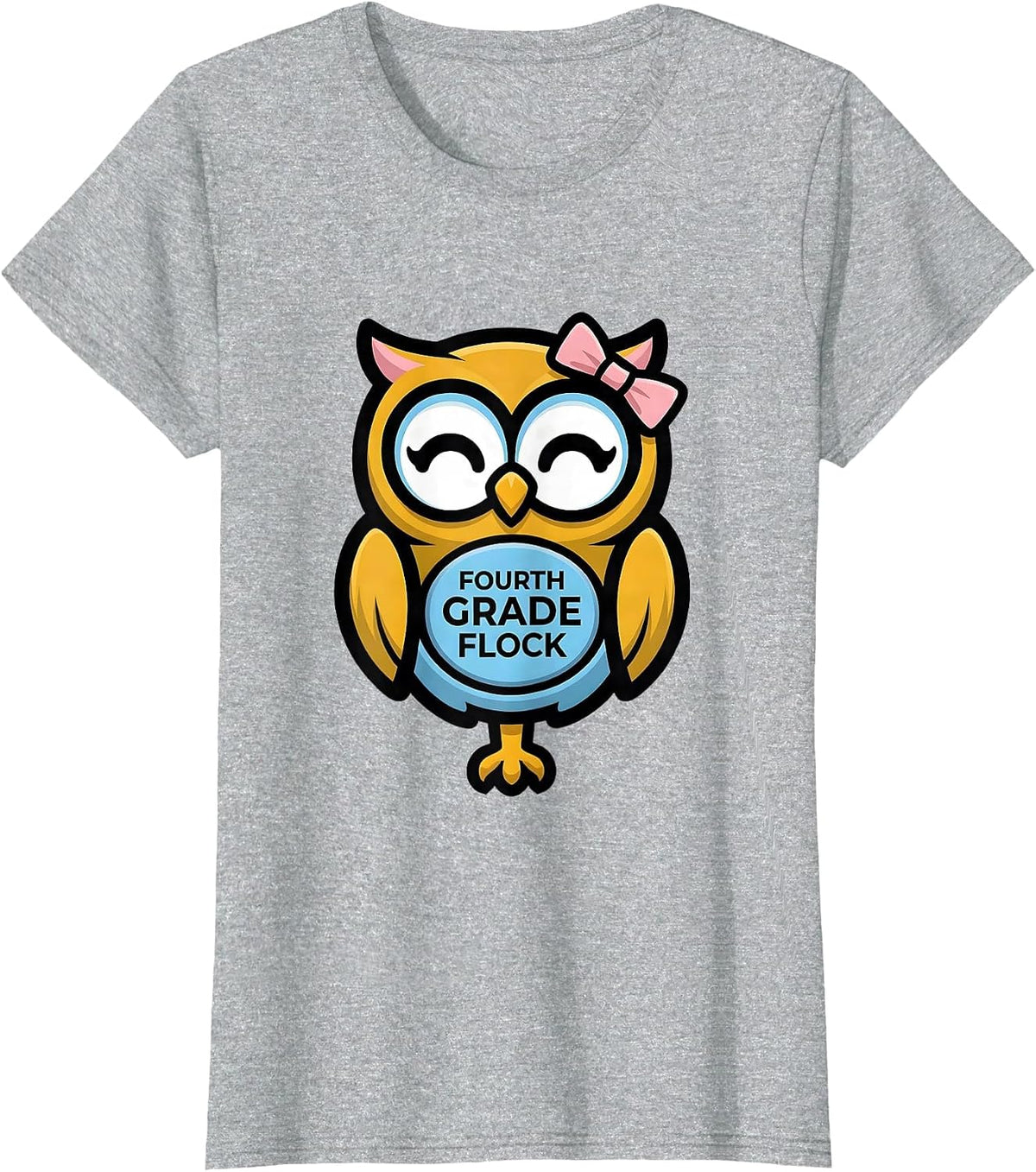 Women's Fourth Grade Flock Cute Coquette Bow Back To School Girl T-Shirt - Heather Grey