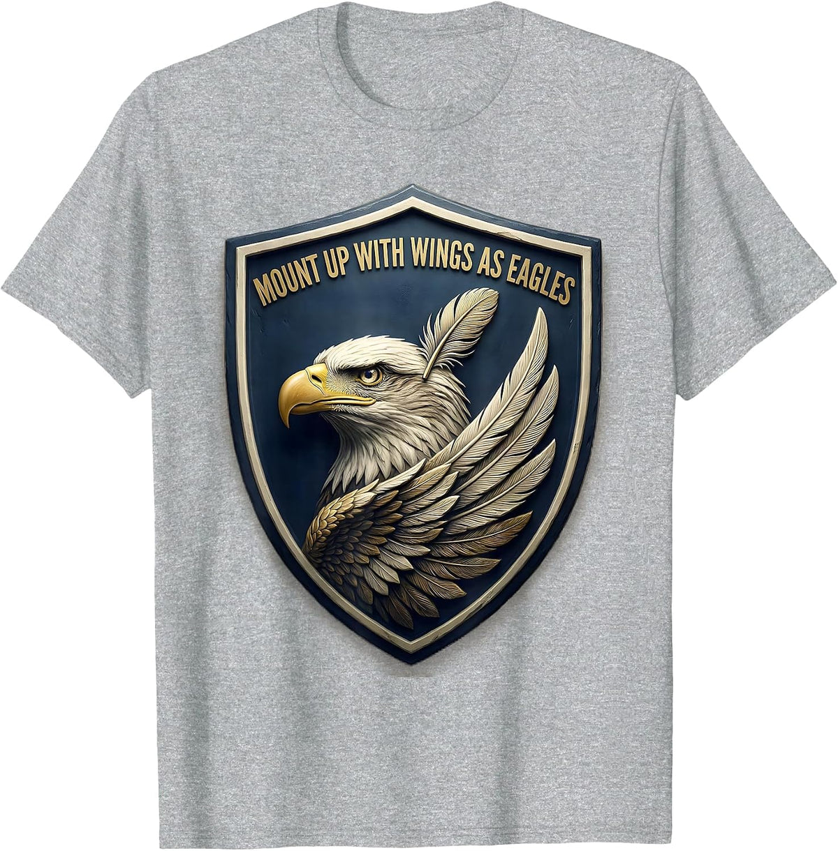 Men's Mount Up With Wings As Eagles Eagle Emblem Faith Gift T-Shirt - Heather Grey