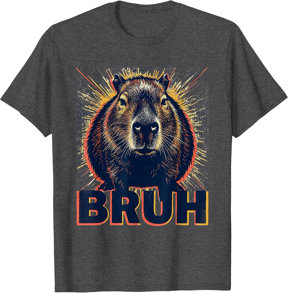 Bruh Funny Capybara Meme Animal Lover Humor T-Shirt - Dark Heather Grey