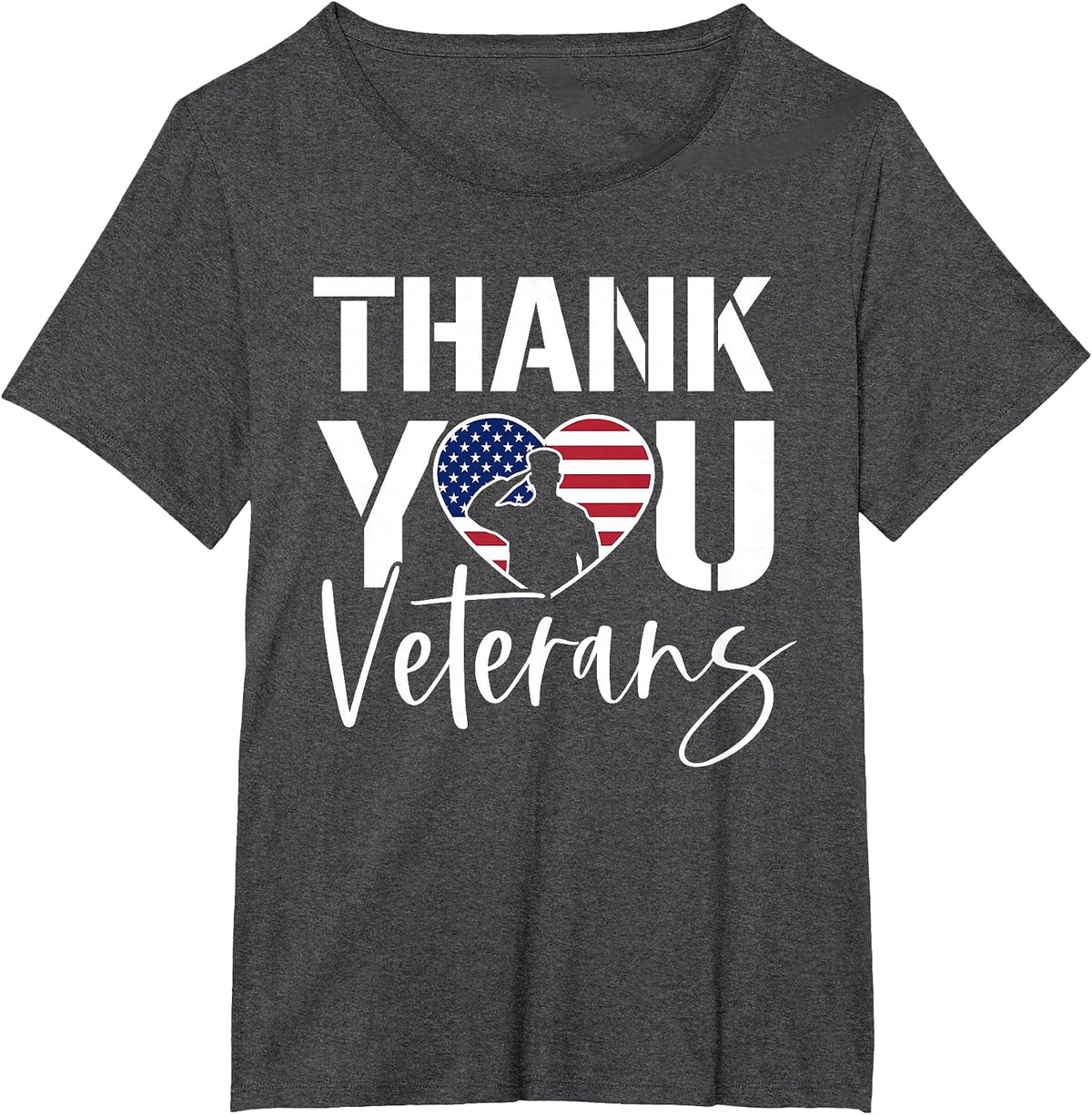 Thank You Veterans Patriotic American Flag Veterans Day 2024 T-Shirt - Dark Heather Grey