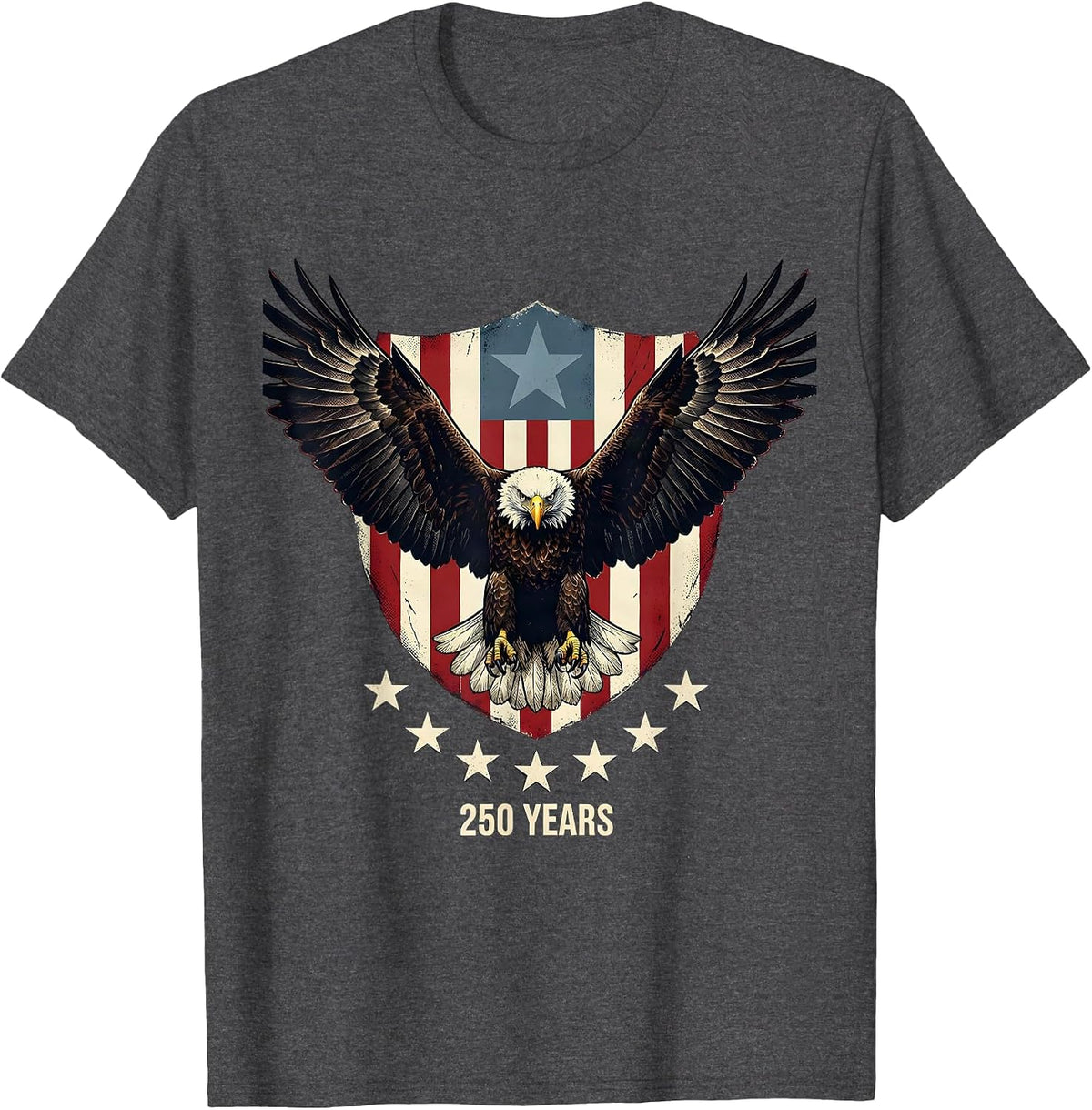 Men's 250 YEARS Patriotic Eagle USA 250th Anniversary July 4th T-Shirt - Dark Heather Grey