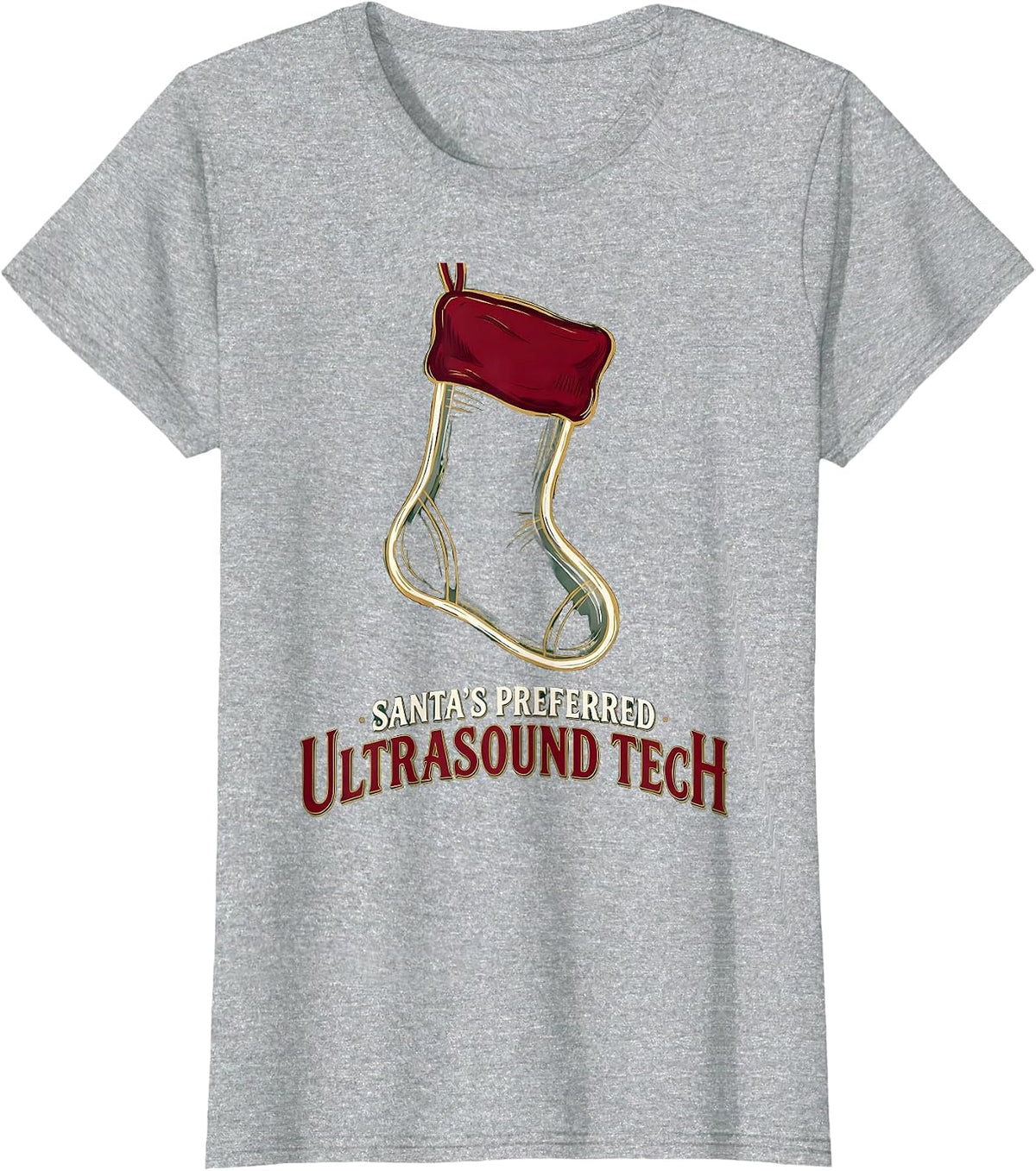 Santa's Preferred Ultrasound Tech Funny Radiology Tech T-Shirt - Heather Grey