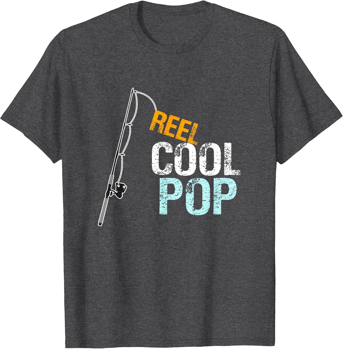 Reel Cool Pop Fishing Grandfather Grandpa T-Shirt - Dark Heather Grey