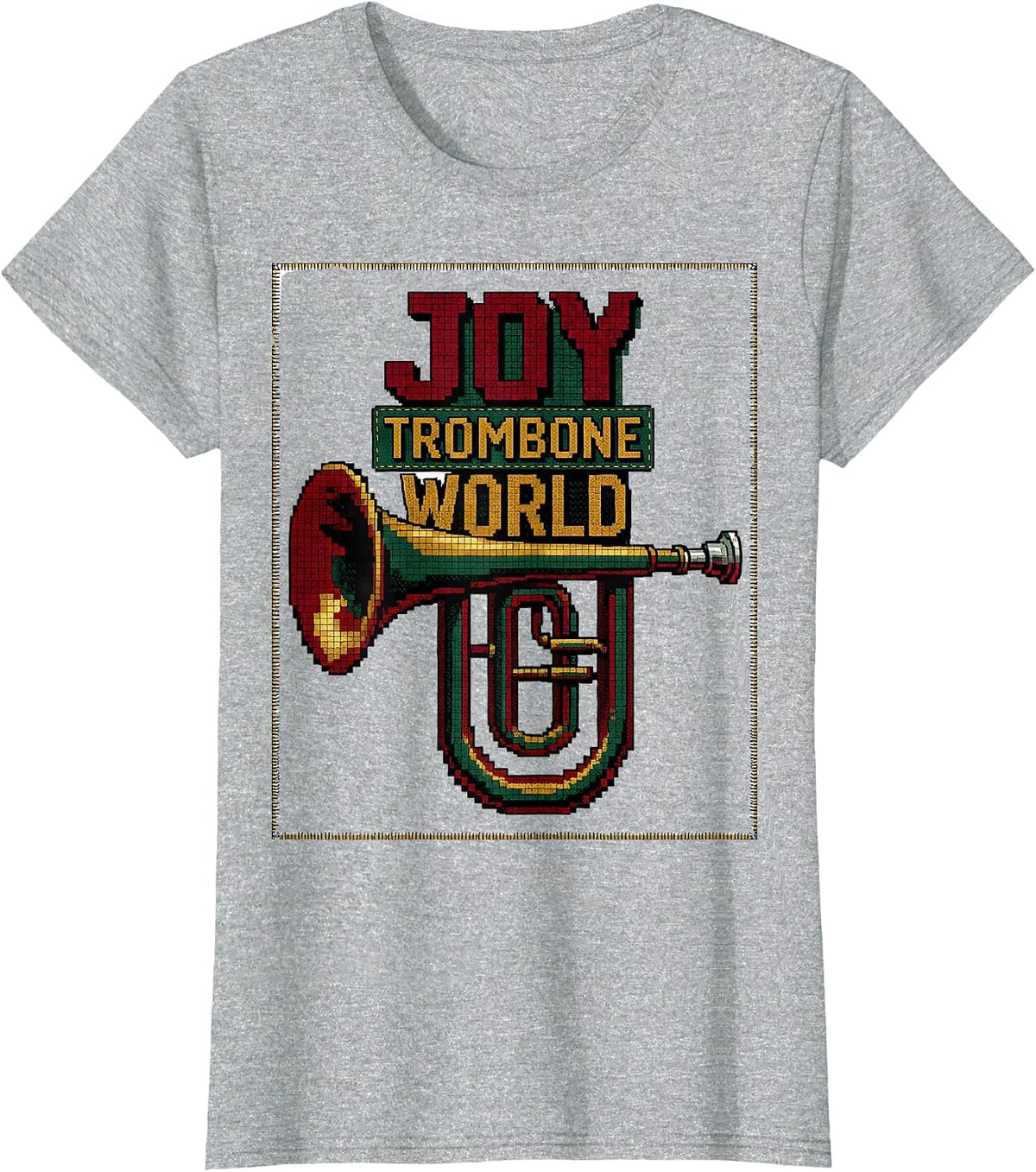 Joy Trombone World Funny Band Instrument Player Humor T-Shirt - Heather Grey