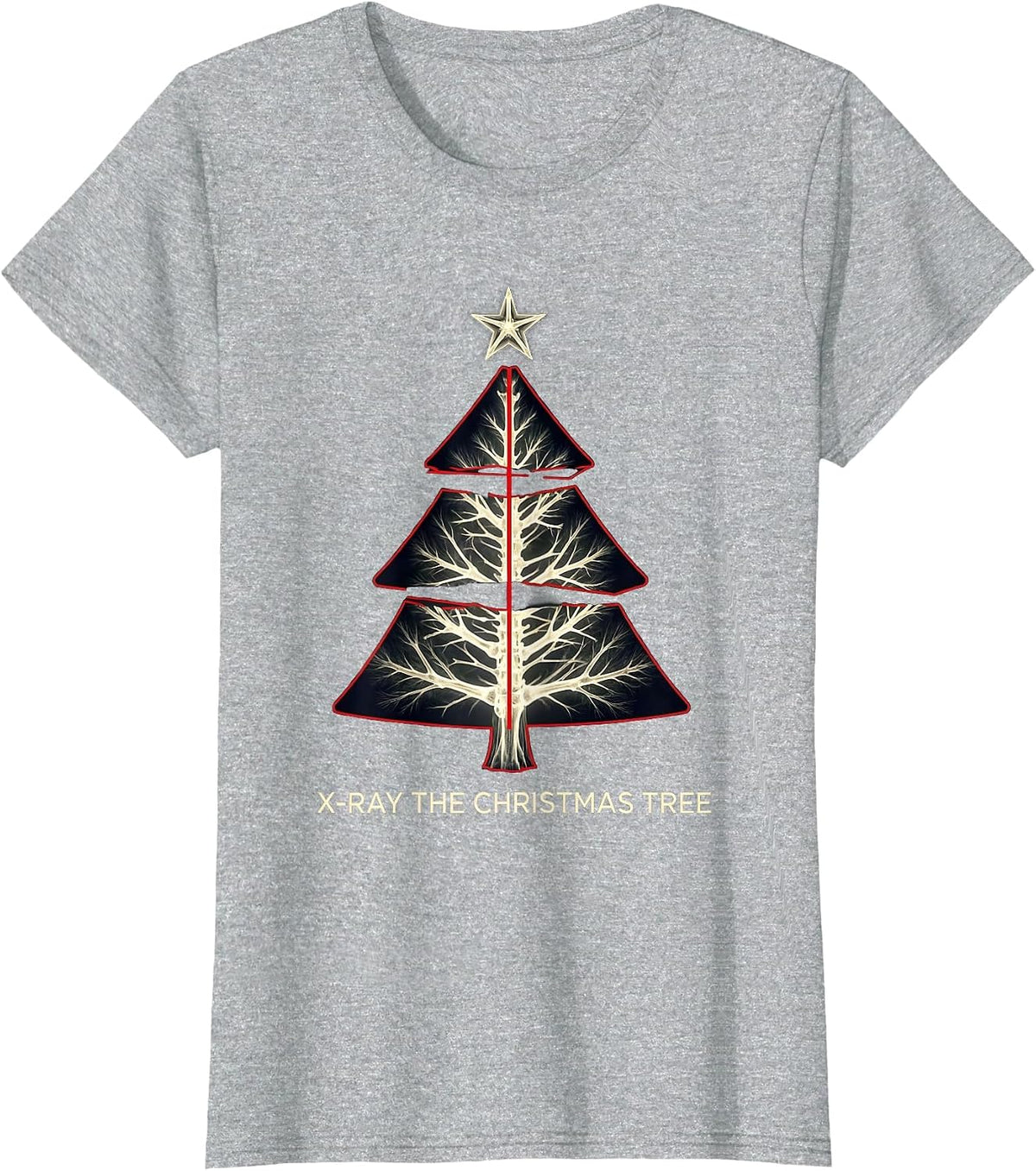 Women's X-Ray The Christmas Tree Funny Radiology Tech Christmas T-Shirt - Heather Grey
