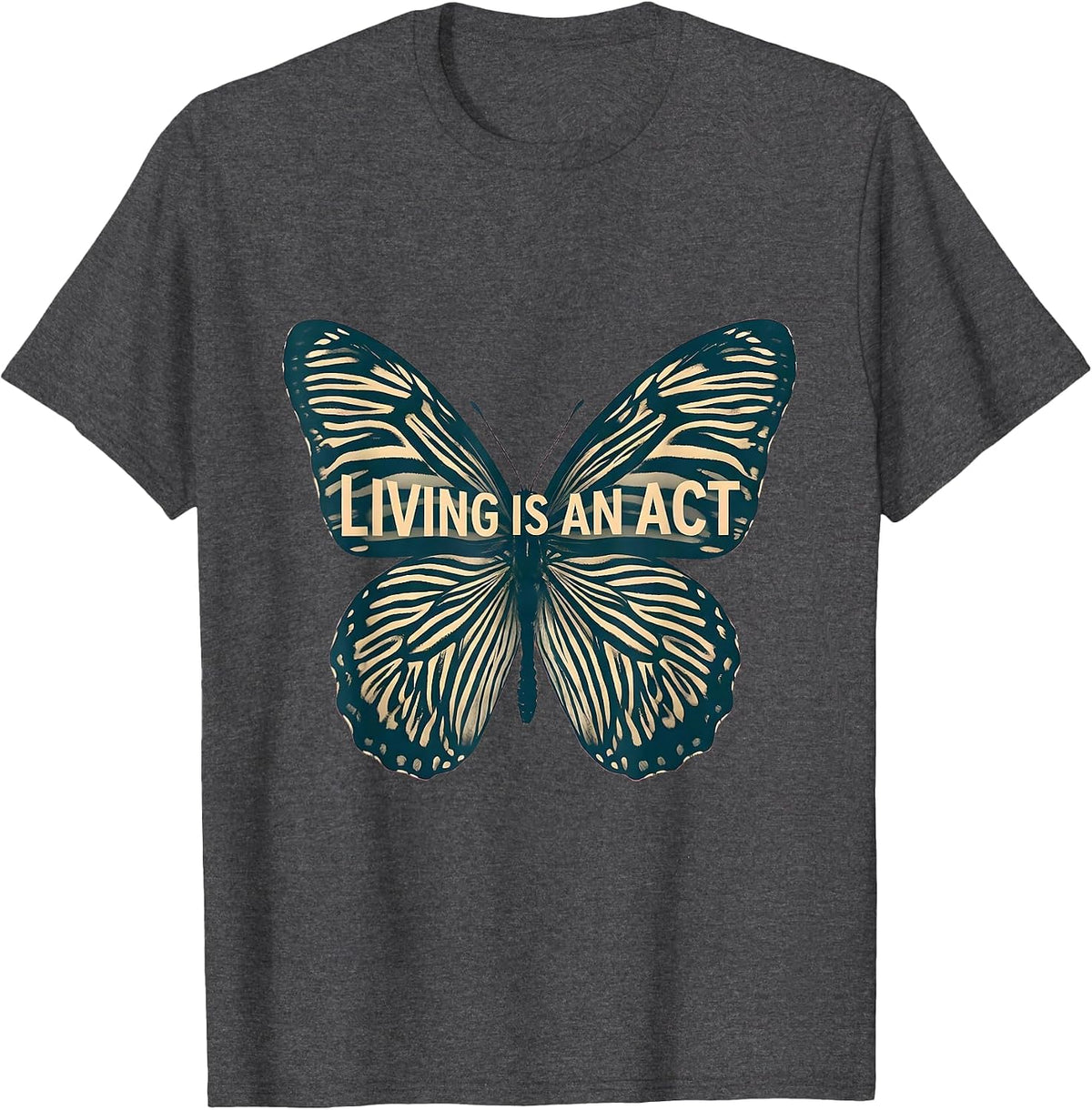 Living Is an Act Suicide Prevention Awareness Design T-Shirt - Dark Heather Grey