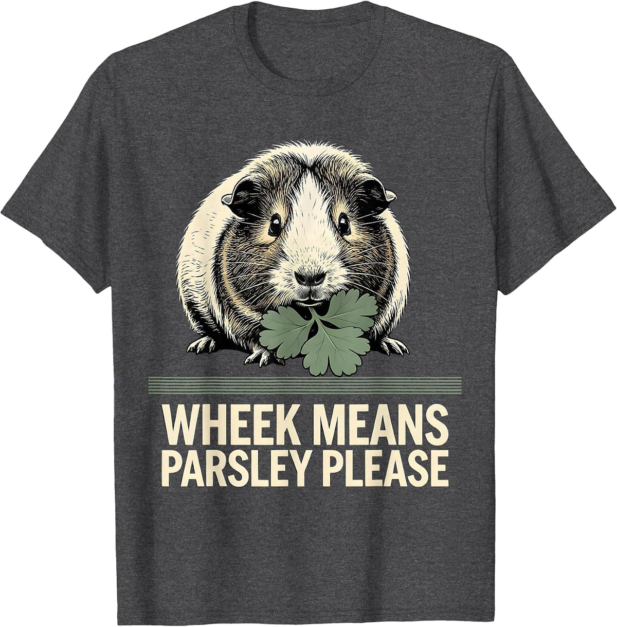 Men's Wheek Means Parsley Please Funny Guinea Pig Pet Lover Gift T-Shirt - Dark Heather Grey