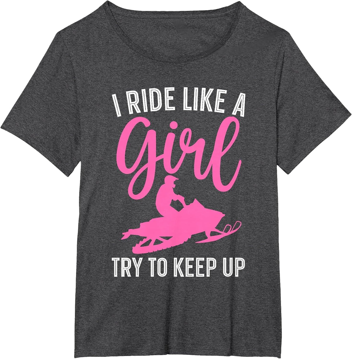 Funny Snowmobile Art for Women Girls Snowmobiling Snowmobile T-Shirt - Dark Heather Grey