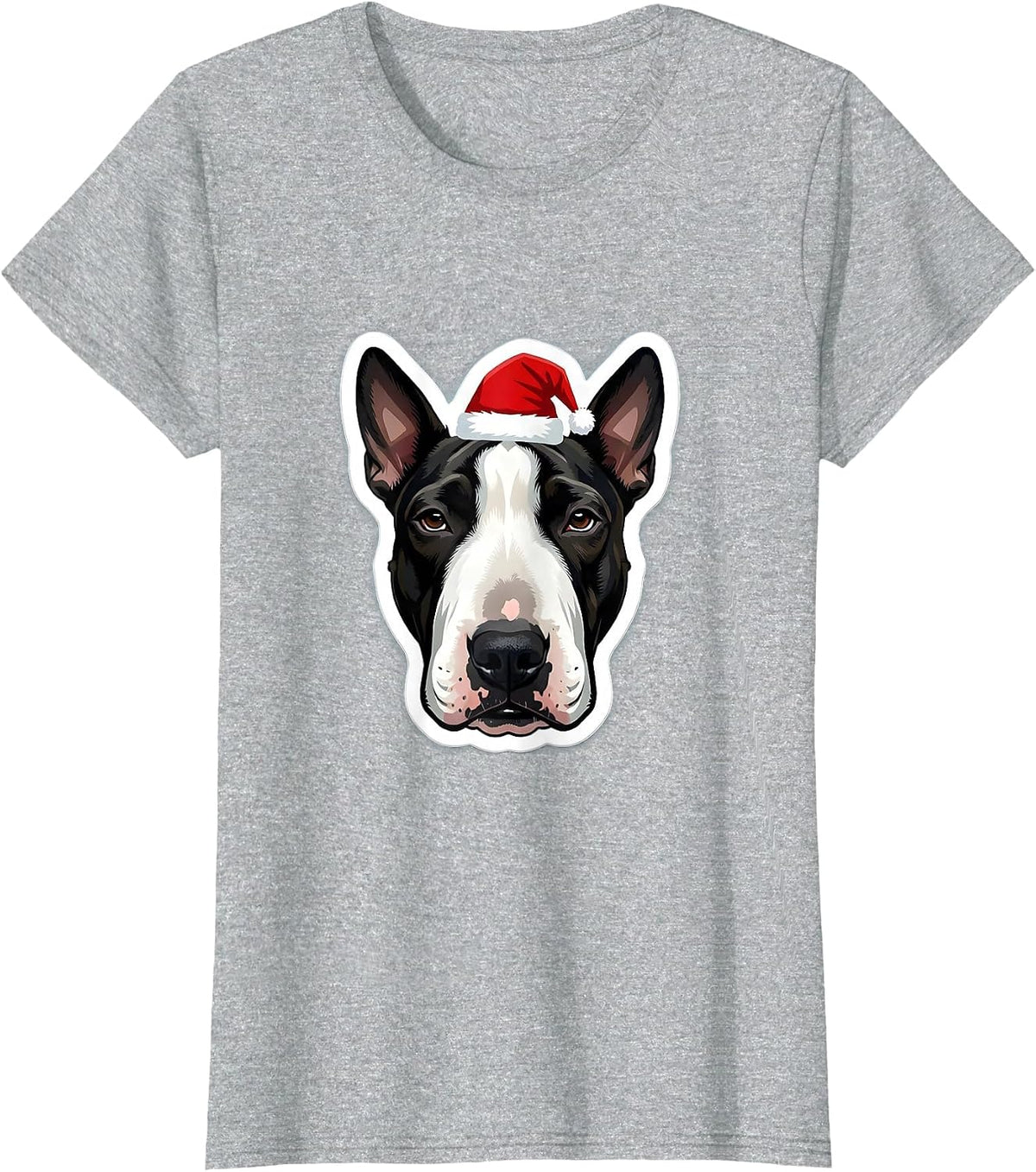 Bull Terrier Santa Hat Christmas Dog Breed Humor T-Shirt - Heather Grey