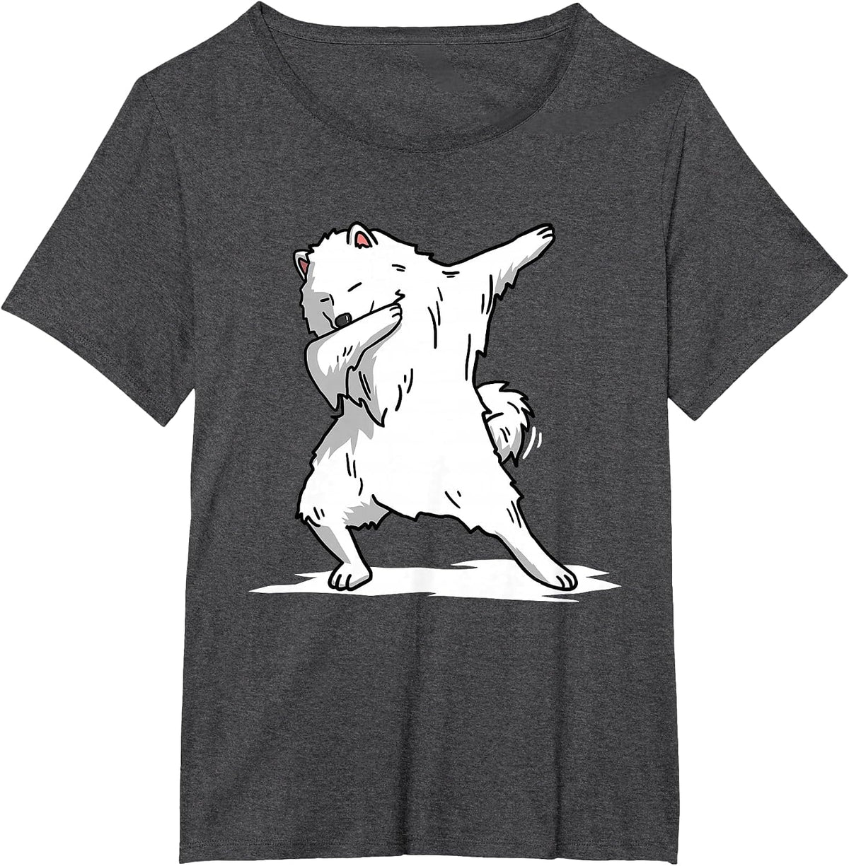 Cute Dabbing Samoyed Dog T- Funny Dab Dance T-Shirt - Dark Heather Grey