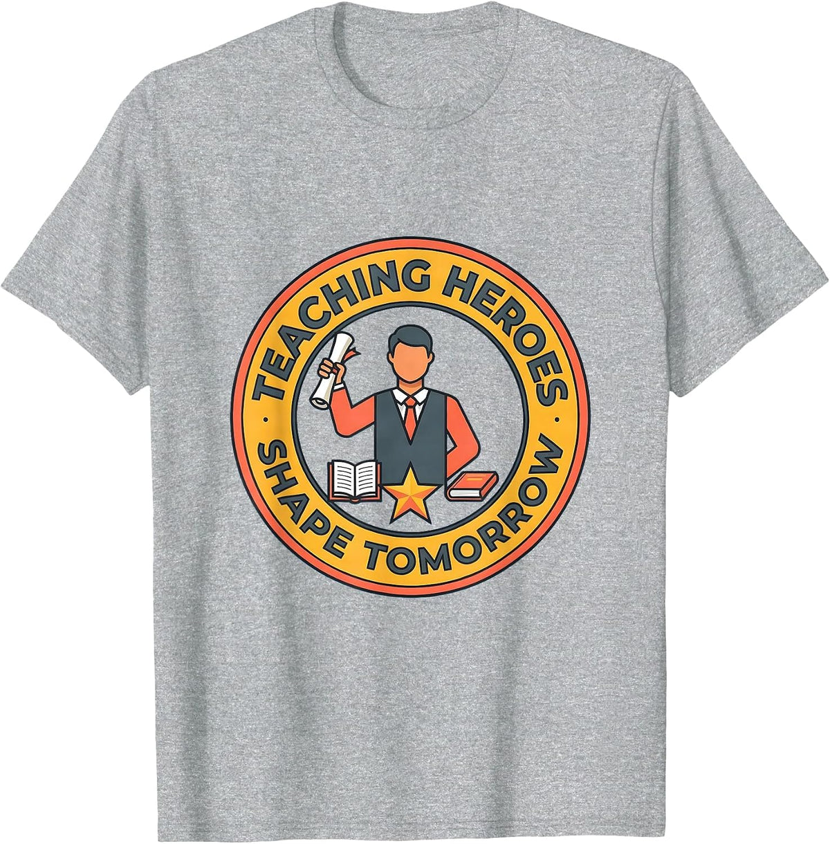 Men's Teaching Heroes Shape Tomorrow Labor Day Design T-Shirt - Heather Grey