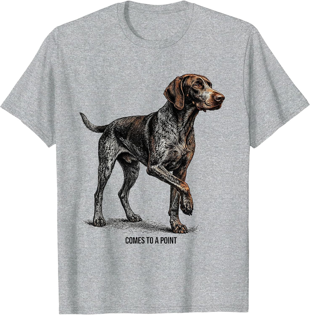 Men's Comes To A Point Funny German Shorthaired Pointer Dog Lover T-Shirt - Heather Grey