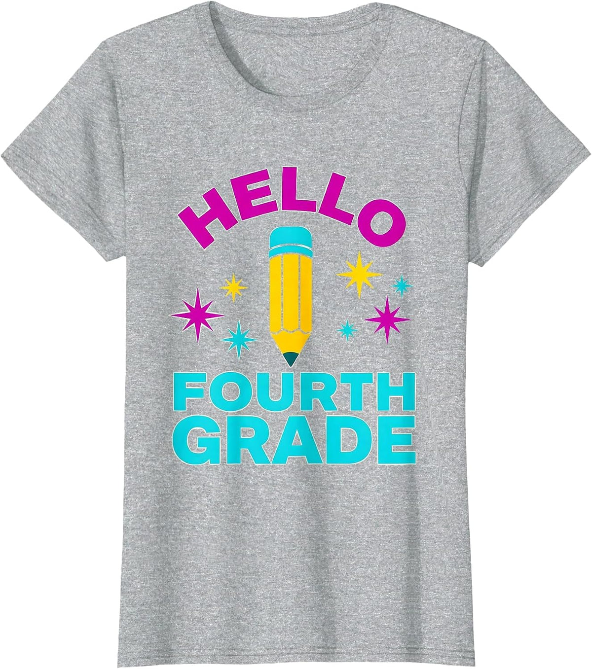 Hello Fourth Grade Colorful Fourth Grade Back To School T-Shirt - Heather Grey