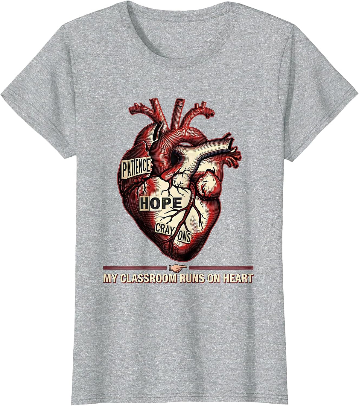 Women's My Classroom Runs On Heart Special Education Teacher T-Shirt - Heather Grey