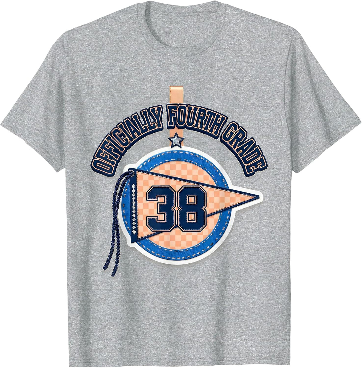 Men's Officially Fourth Grade Sparkle Varsity Back To School Girl T-Shirt - Heather Grey