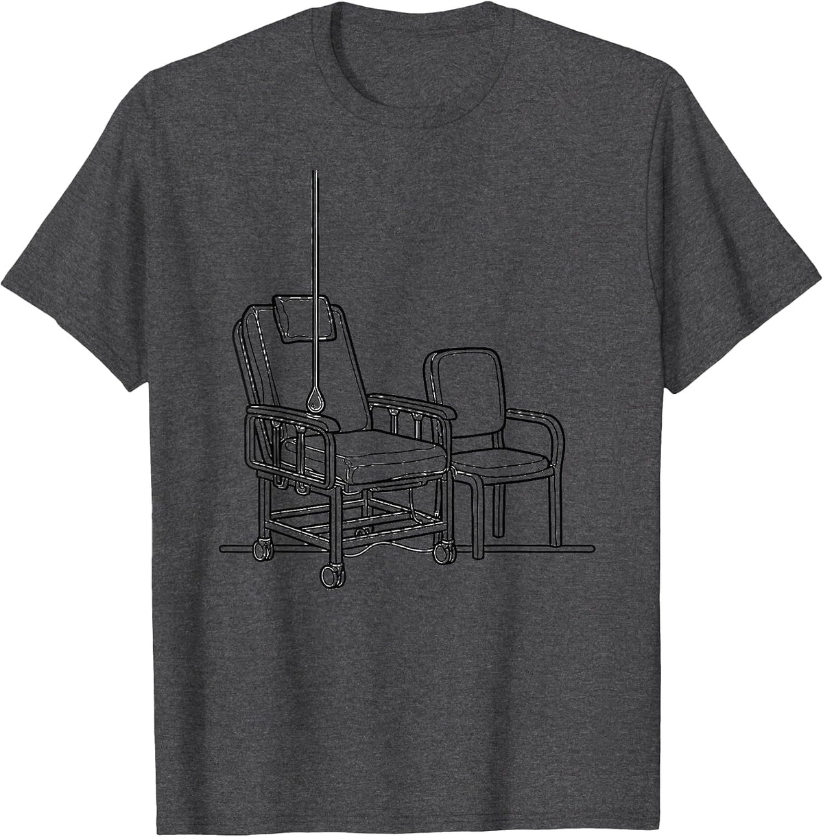 Contour-Line Chairs Nurse Gift IV Infusion Wear T-Shirt - Dark Heather Grey