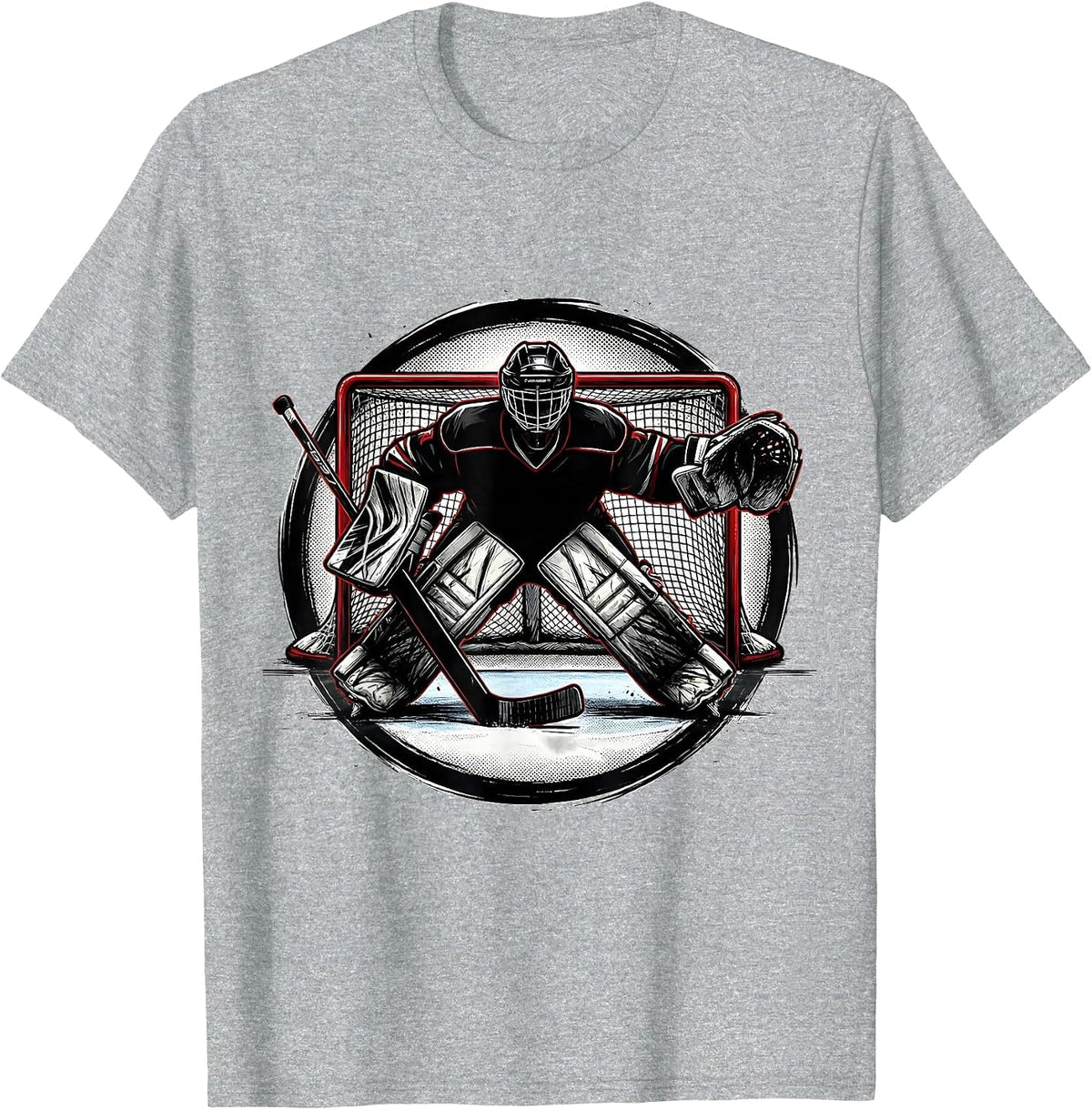 Men's Goalie Silhouette Lone Guardian of the Net T-Shirt - Heather Grey