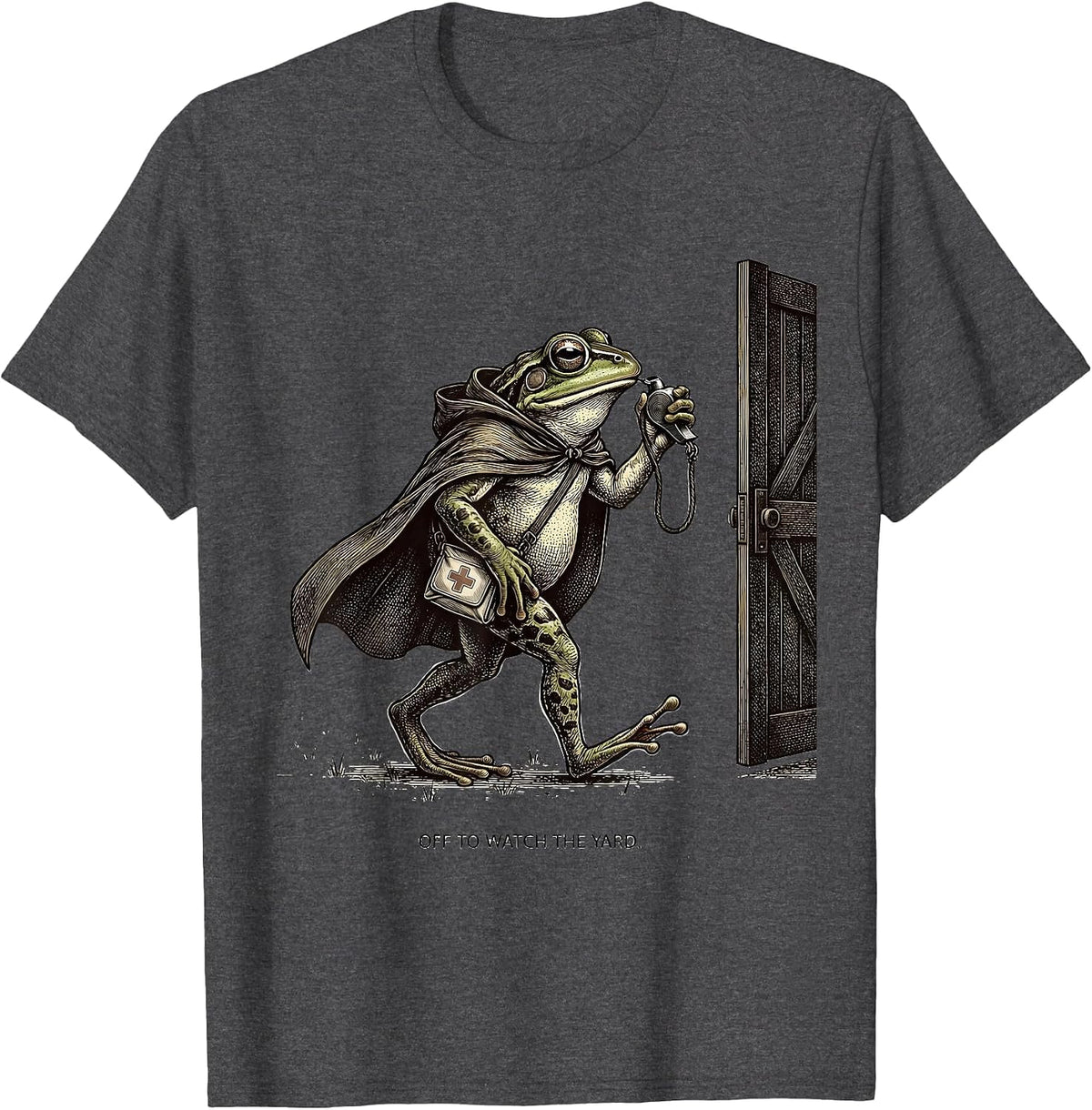 Off To Watch The Yard Funny Frog Teacher Back to School T-Shirt - Dark Heather Grey