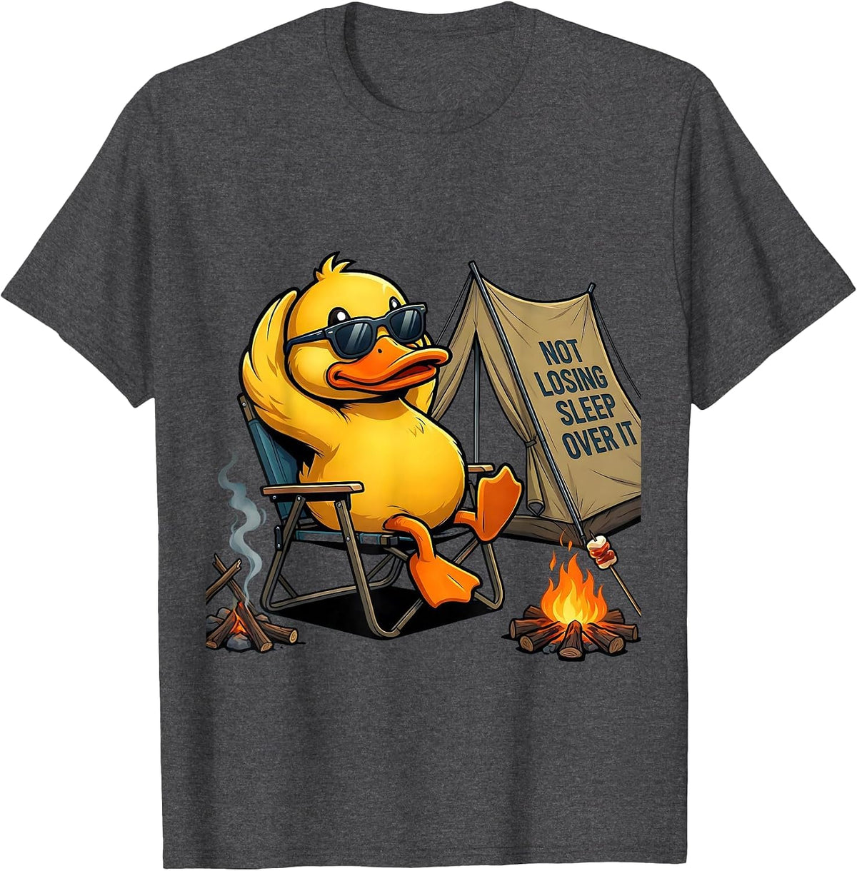 Not Losing Sleep Over It Funny Duck Mascot Novelty Gift T-Shirt - Dark Heather Grey