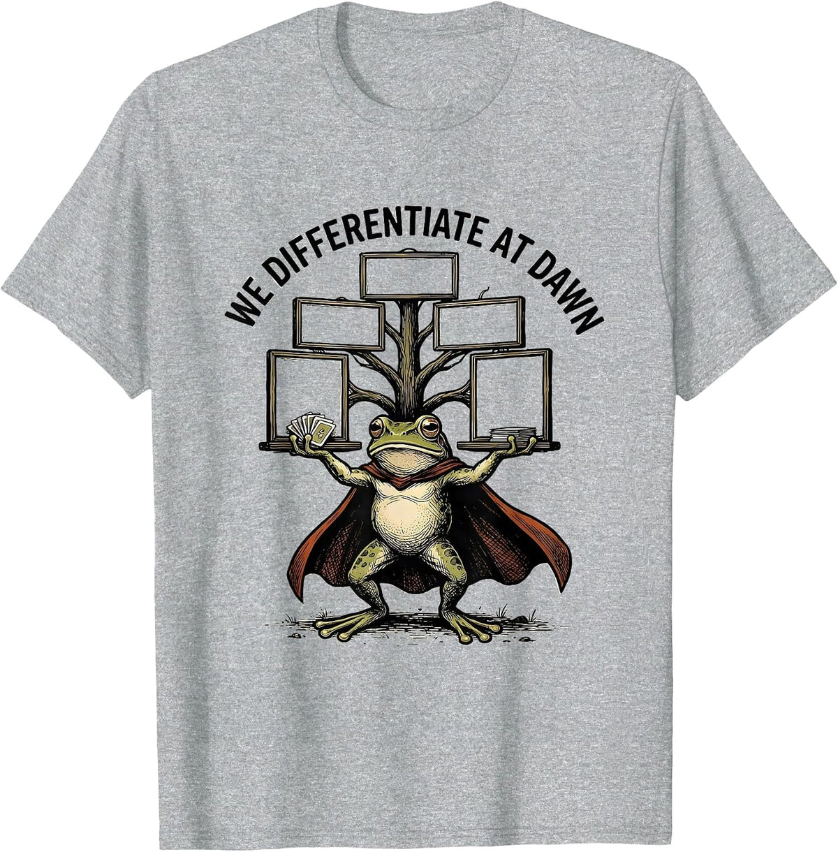 Men's We Differentiate At Dawn Funny Frog Teacher Back to School T-Shirt - Heather Grey