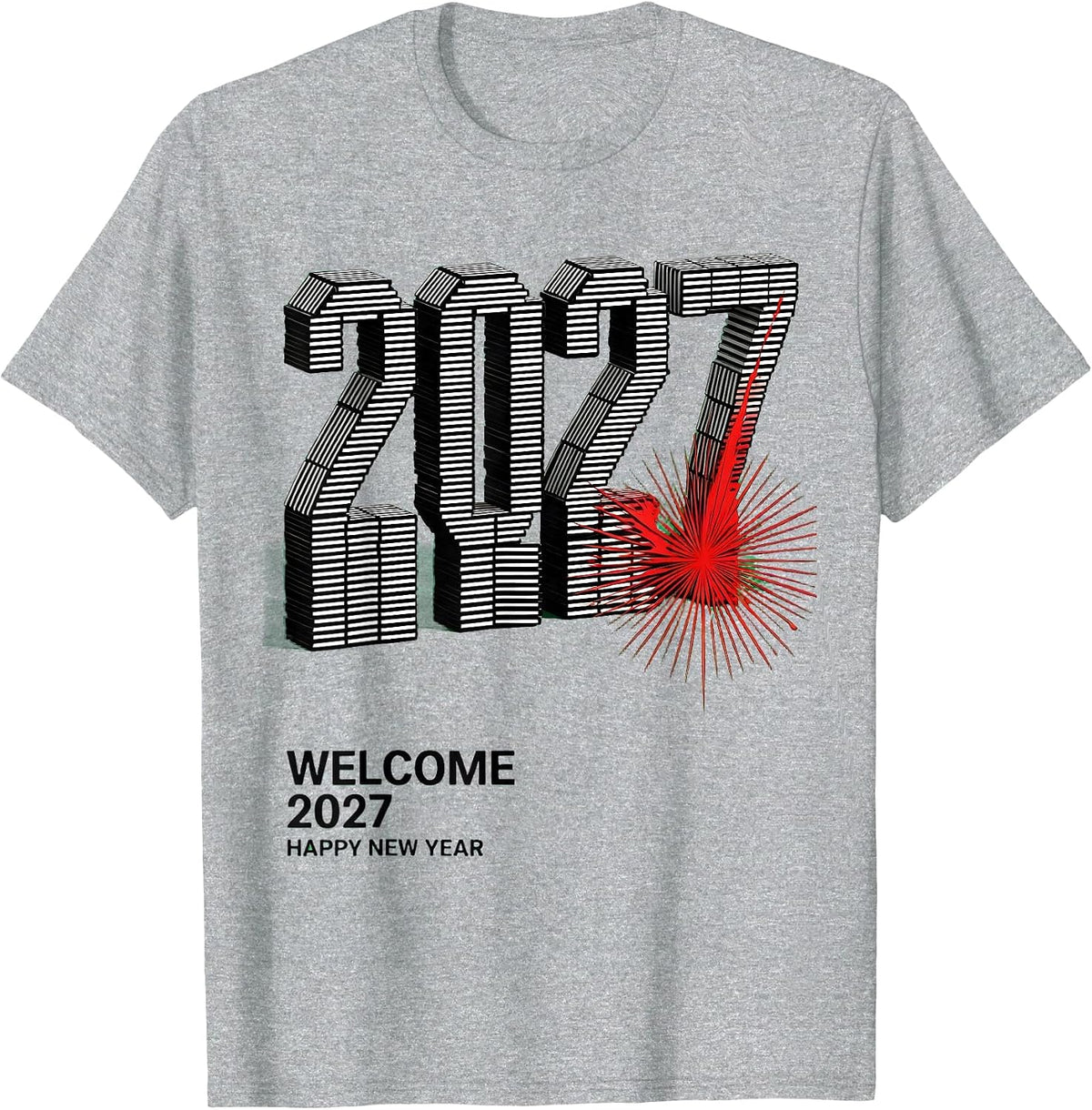 Men's Welcome 2027 Happy New Year Party Family Matching T-Shirt - Heather Grey