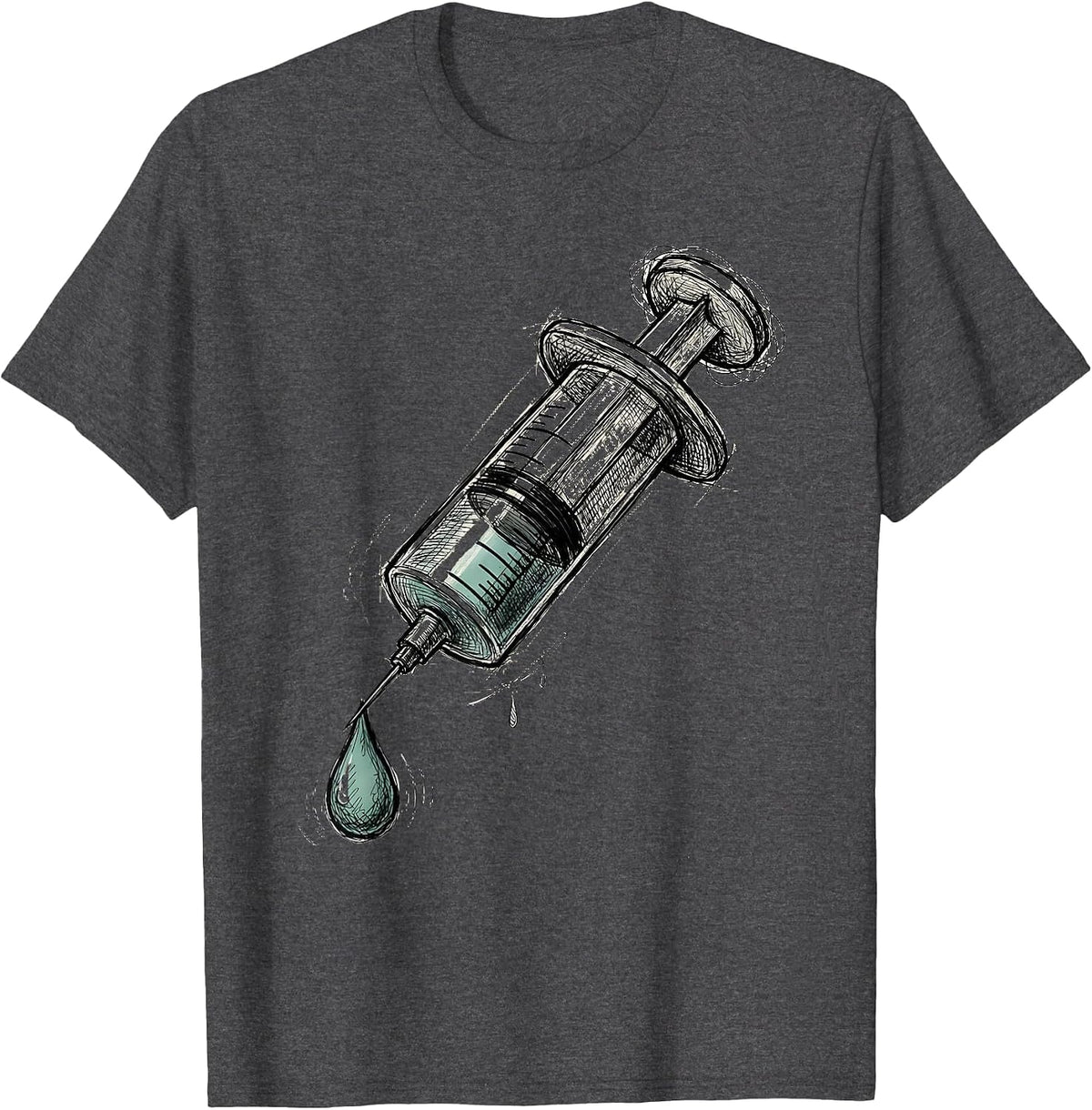Pharmacy Technician Syringe Graphic Design T-Shirt - Dark Heather Grey