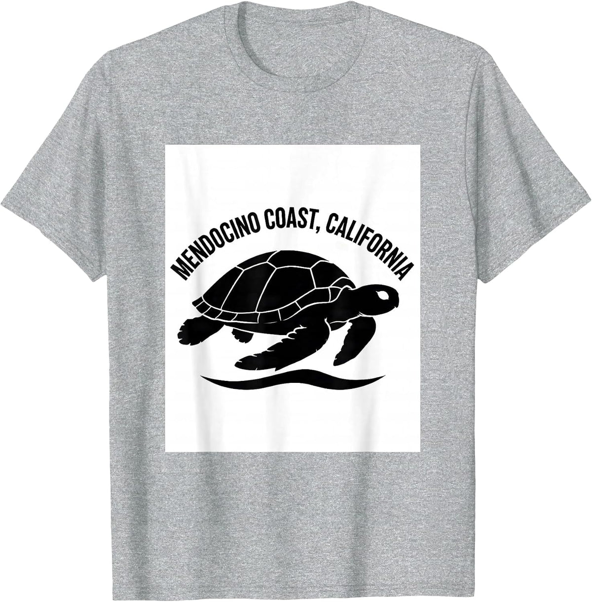 Men's Mendocino Coast California Sea Turtle Silhouette Beach T-Shirt - Heather Grey