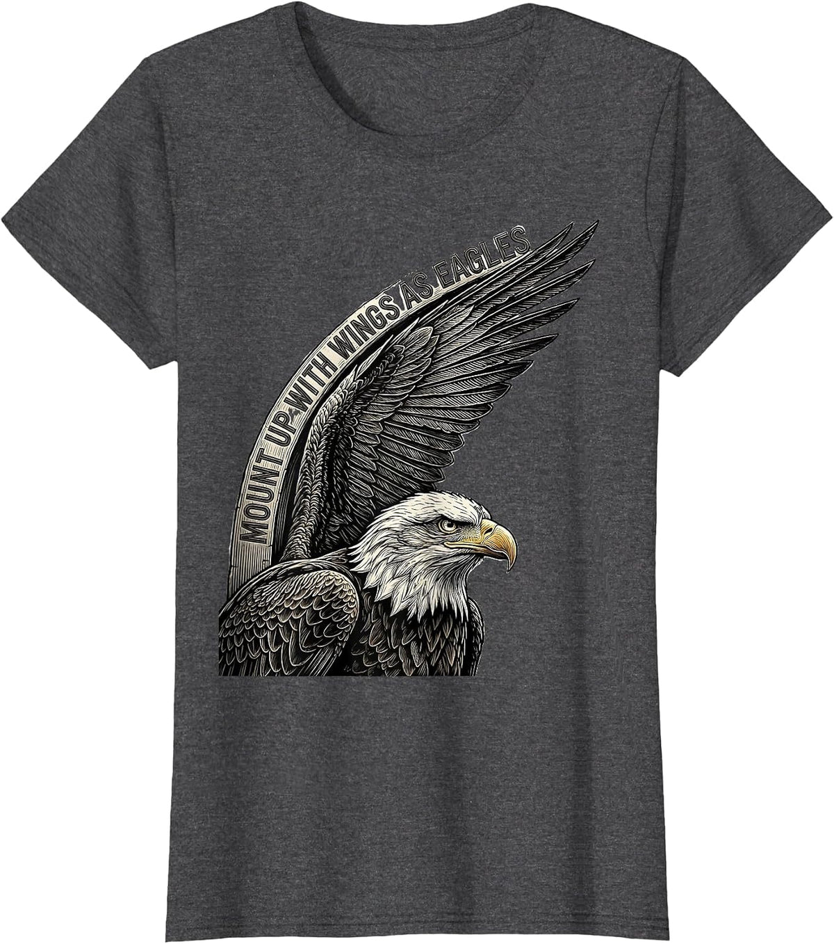 Women's Mount Up With Wings As Eagles Line Art Eagle Lover Gift T-Shirt - Dark Heather Grey