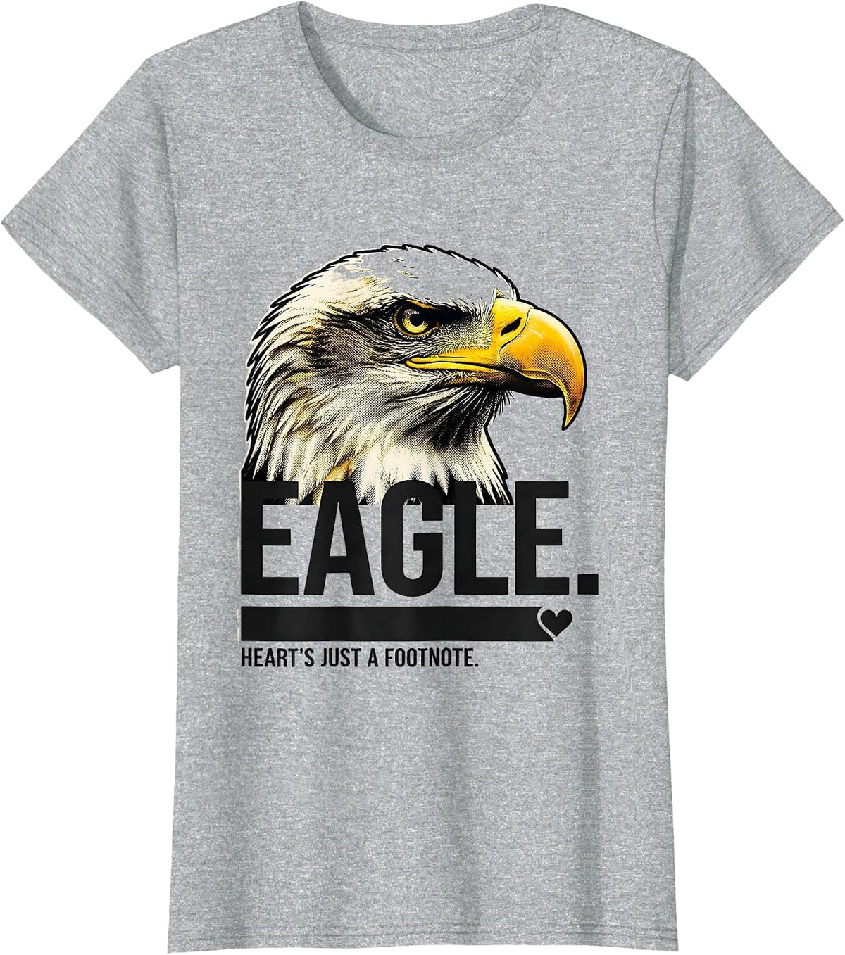 Women's EAGLE Heart's Just a Footnote Playful Wildlife Pride Eagle T-Shirt - Heather Grey