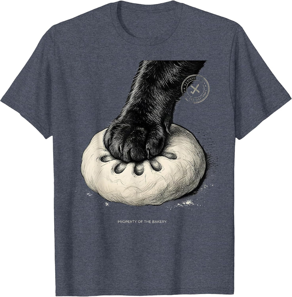 Property Of The Bakery Funny Black Cat Bakery Lover Humor T-Shirt - Heather Blue