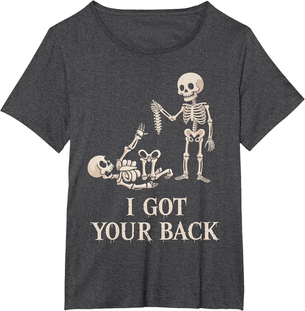 I Got Your Back Halloween Skeleton Skull T-Shirt - Dark Heather Grey