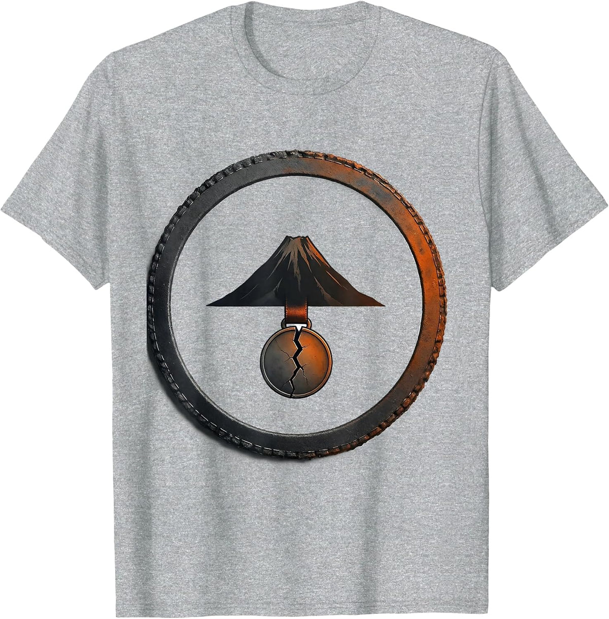 Men's Sealed Badge Volcano Peak Minimalist History Humor T-Shirt - Heather Grey