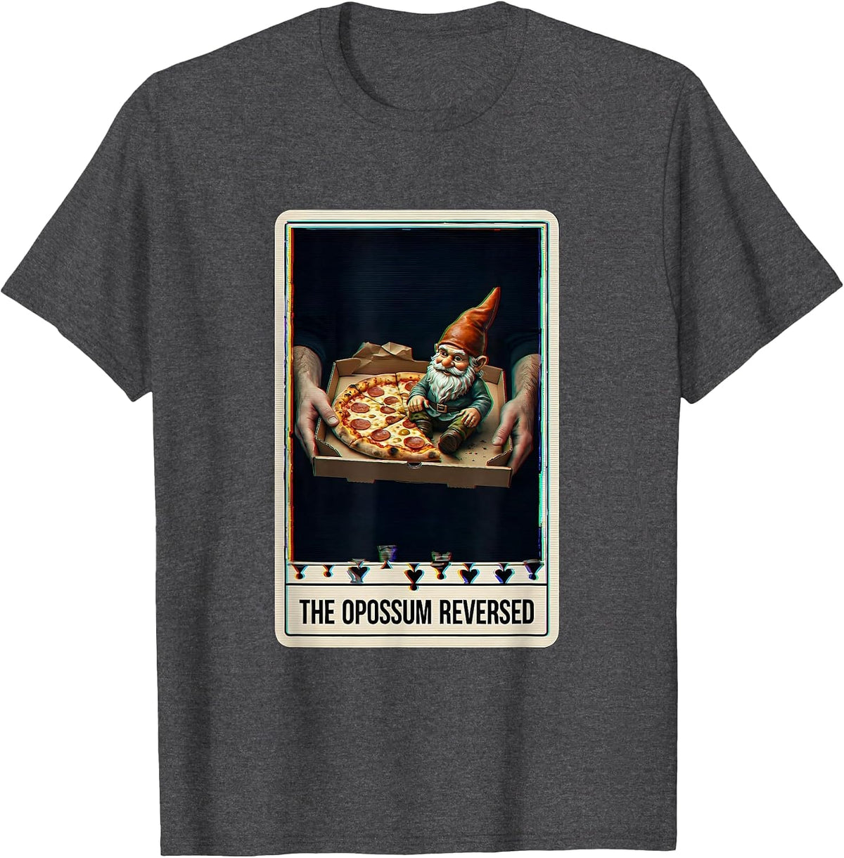 The Opossum Reversed Surreal Tarot Card Parody Humor T-Shirt - Dark Heather Grey