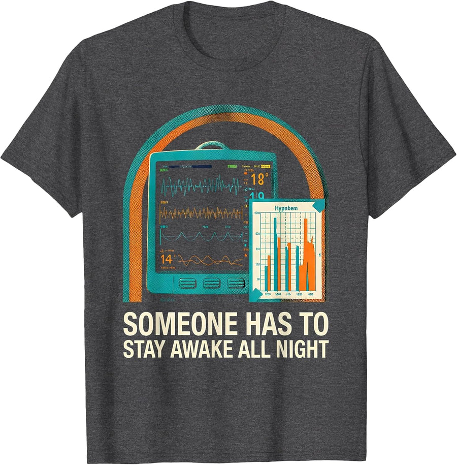 Men's Someone Has To Stay Awake All Night Sleep Tech Humor Lab T-Shirt - Dark Heather Grey