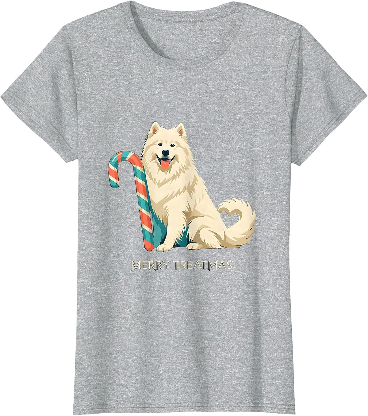 Merry Treatmas Funny Samoyed Christmas Dog Lover Gift T-Shirt - Heather Grey