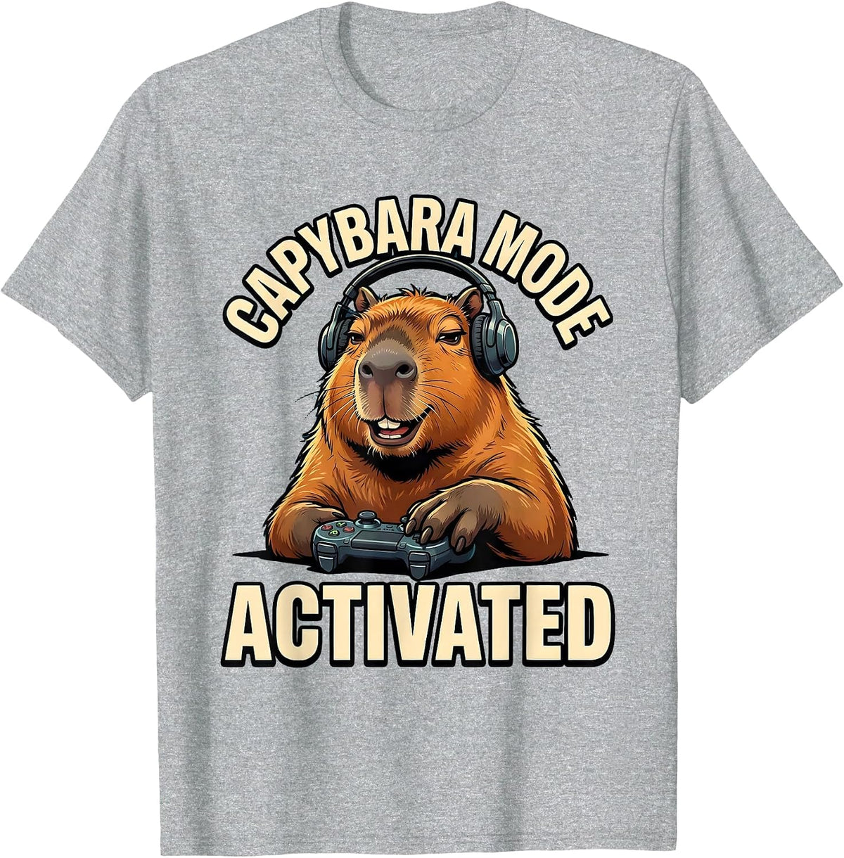 Men's Capybara Mode Activated Funny Gamer Meme Internet Humor T-Shirt - Heather Grey