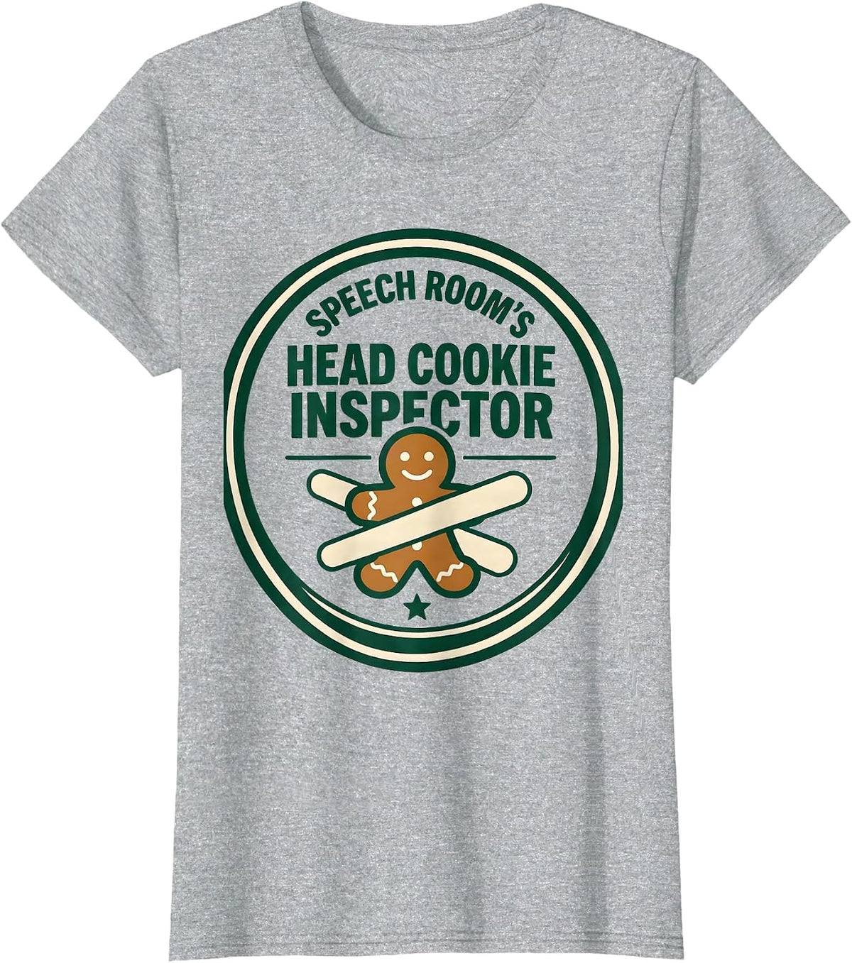 Women's Speech Room's Head Cookie Inspector Funny Speech Therapist T-Shirt - Heather Grey