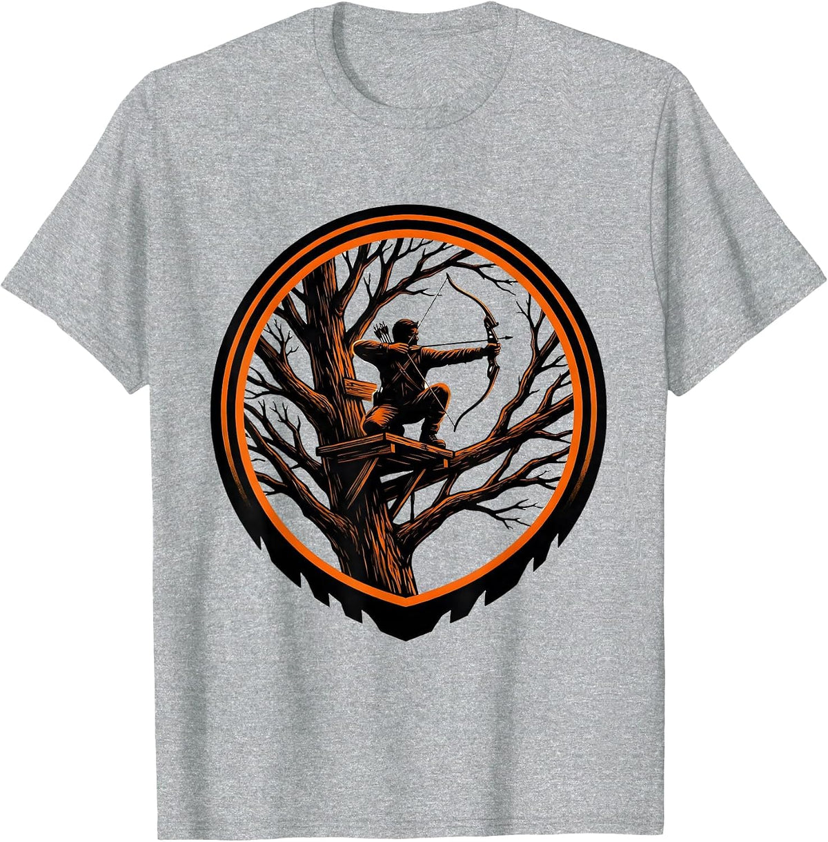 Men's Camo Bowhunter Tree Stand Dawn Hunting Graphic T-Shirt - Heather Grey