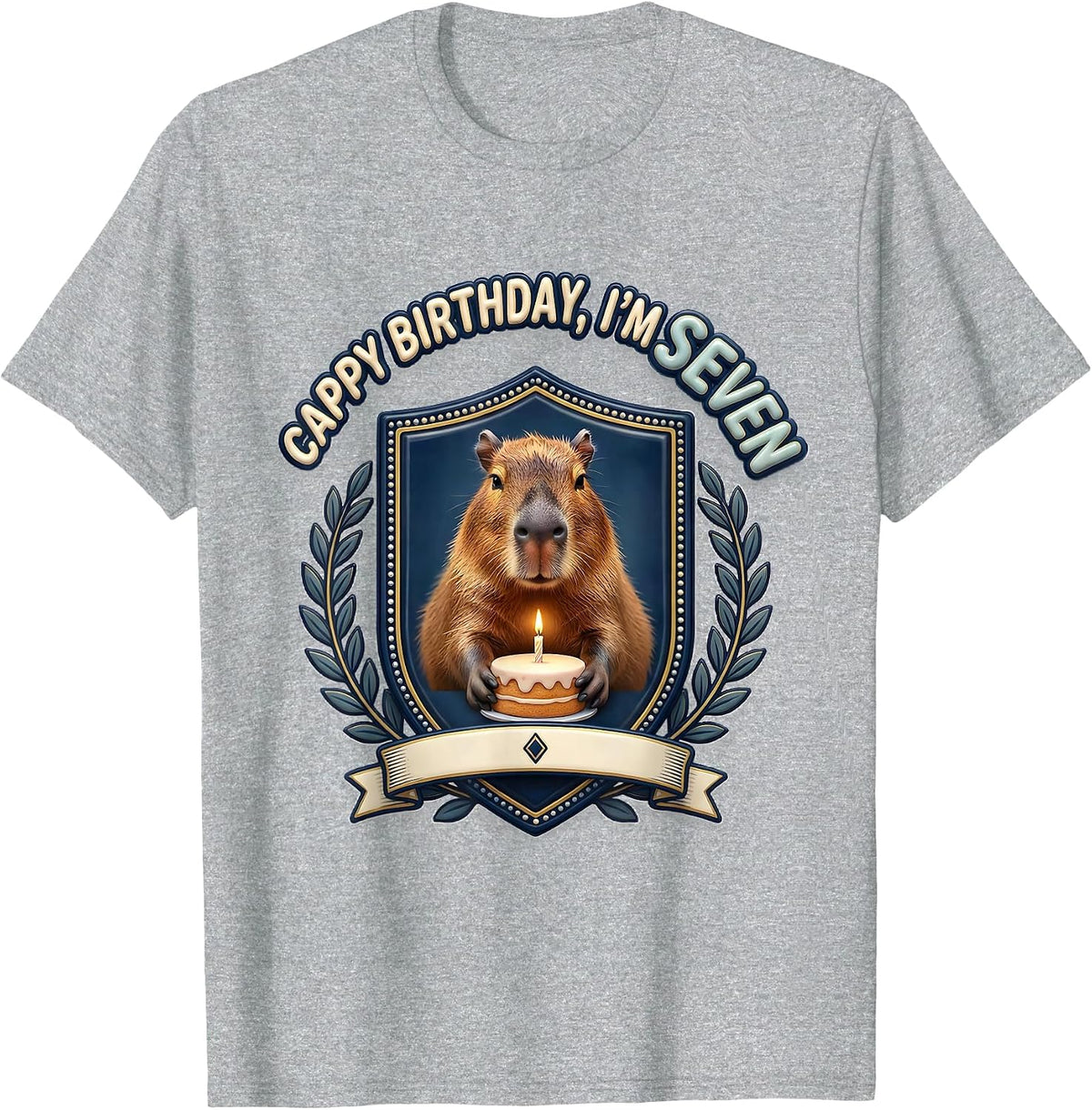 Men's Cappy Birthday I'm Seven Kawaii Capybara Kids Party T-Shirt - Heather Grey