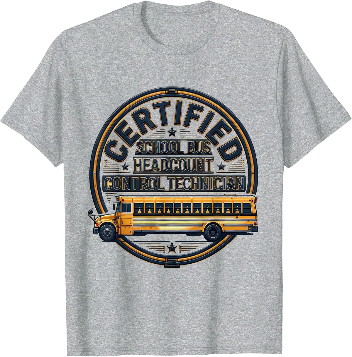 Men's Certified School Bus Headcount Control Technician Funny T-Shirt - Heather Grey
