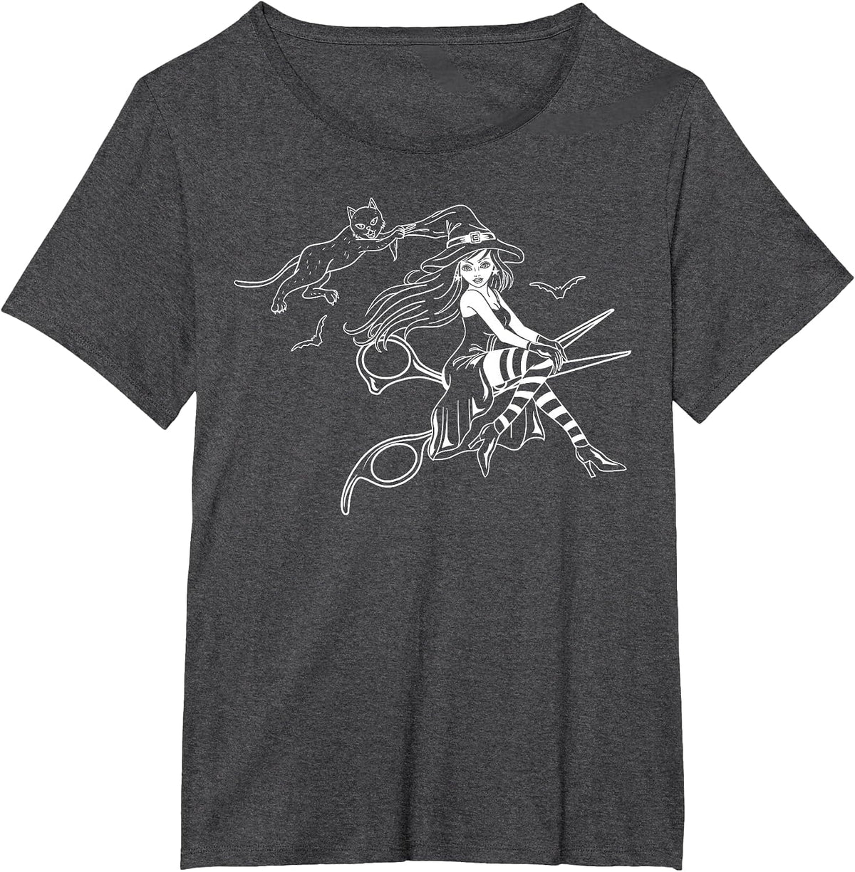Scissors Hairdresser Witch Cute Halloween Hair Salon Team T-Shirt - Dark Heather Grey