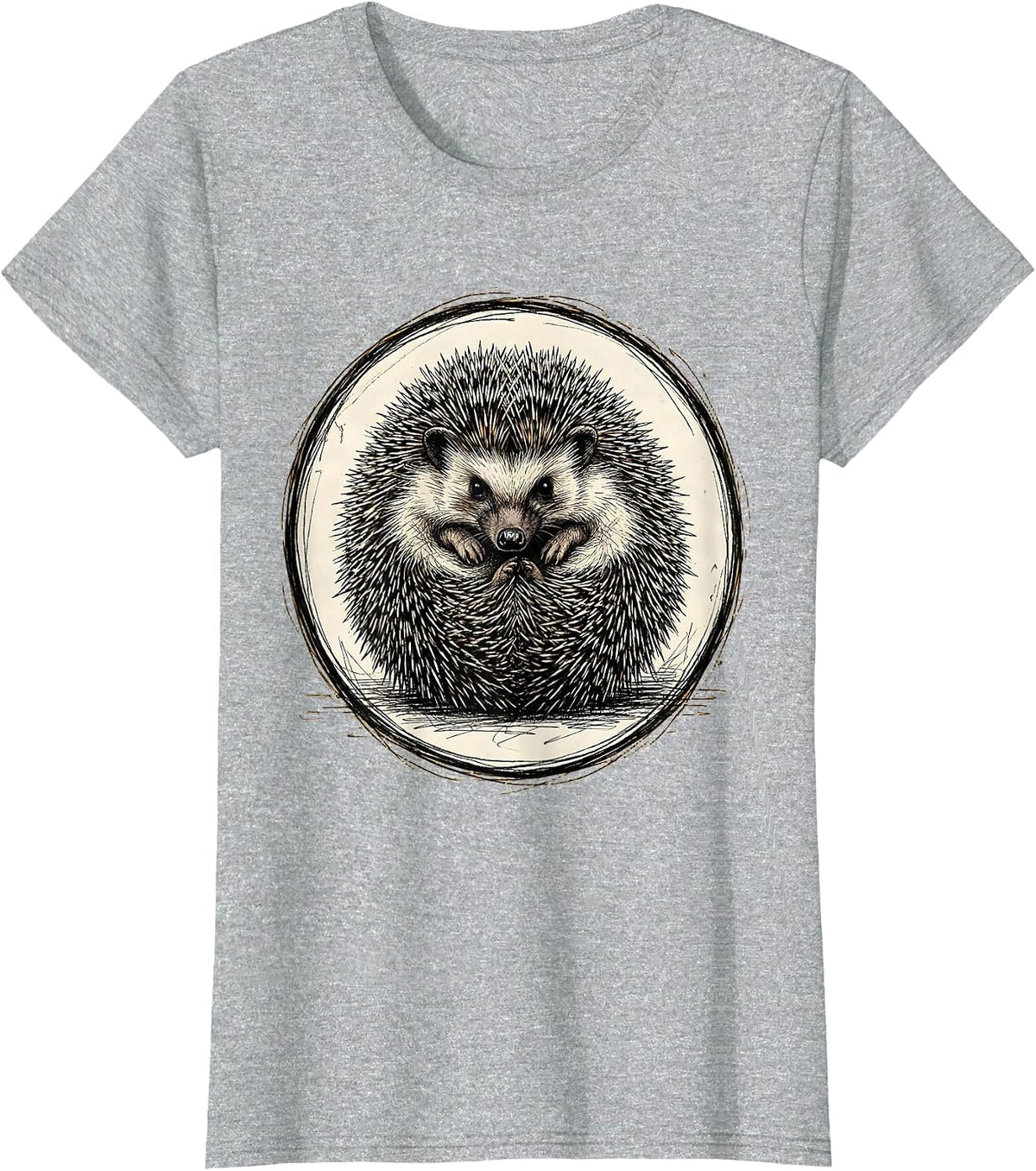 Women's Defensive Hedgehog Curled Spike Ball Graphic T-Shirt - Heather Grey