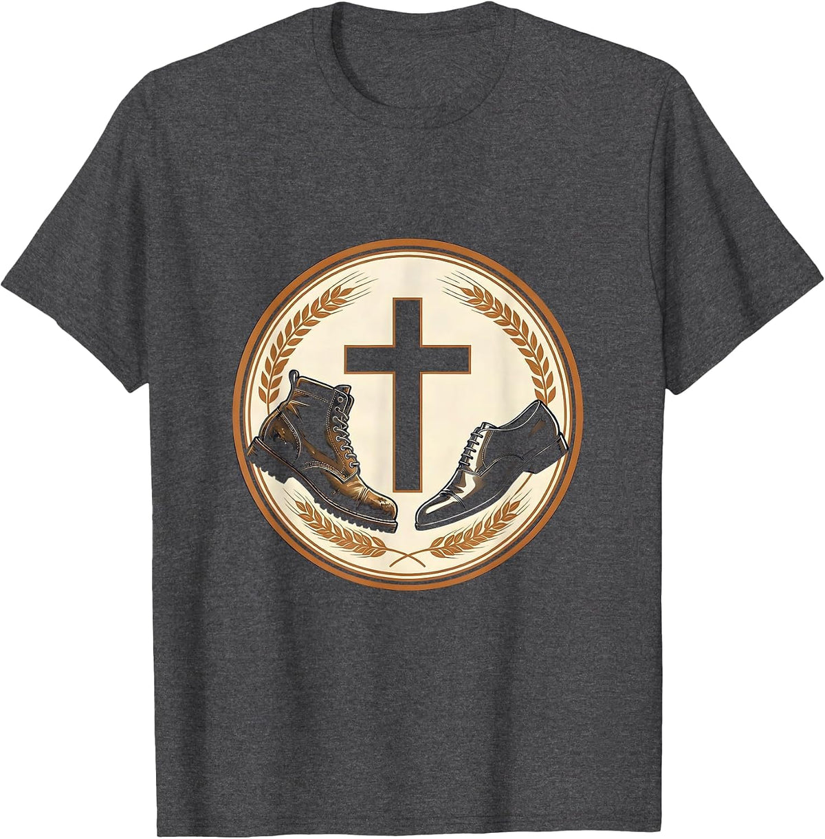 We The People Work Boots and Dress Shoes Graphic T-Shirt - Dark Heather Grey