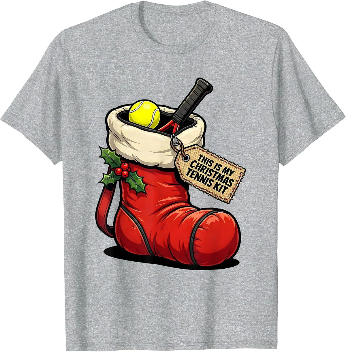 Men's This Is My Christmas Tennis Kit Funny Tennis Player Gift T-Shirt - Heather Grey