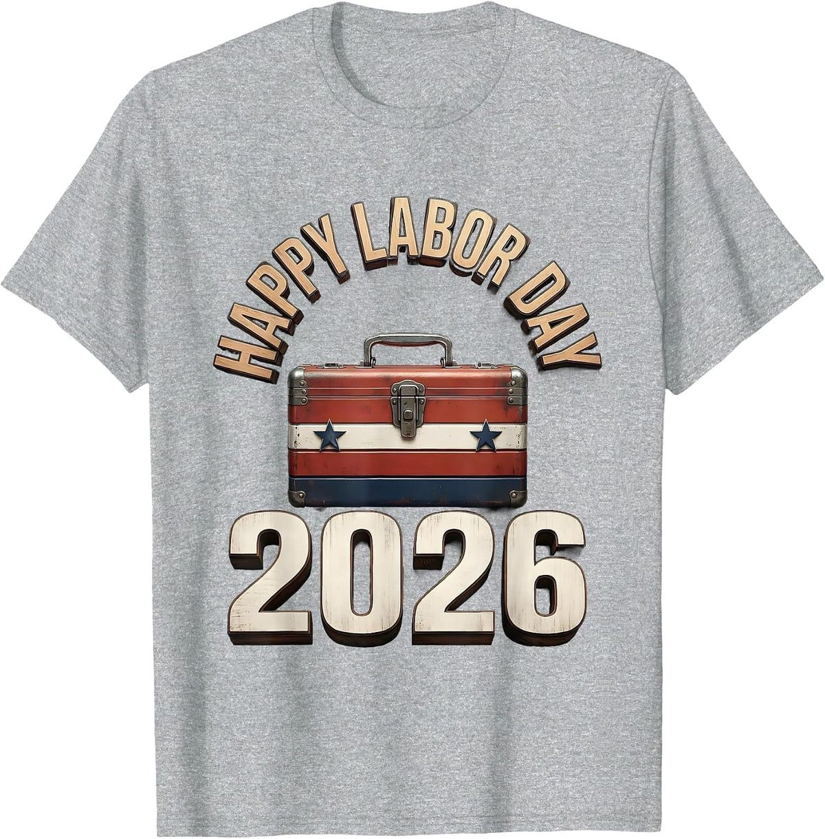 Men's Happy Labor Day 2026 Patriotic Union Pride Worker Graphic T-Shirt - Heather Grey