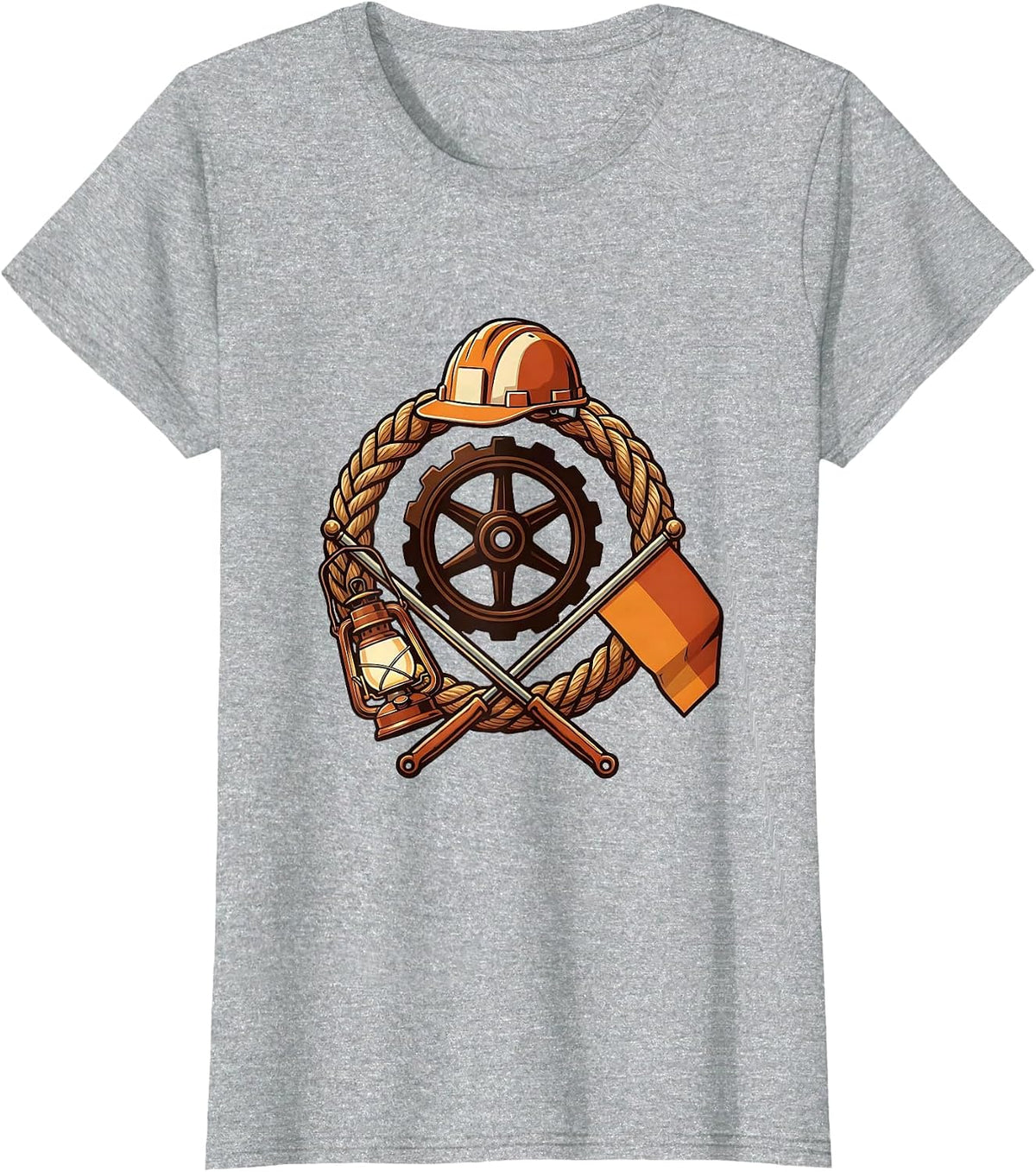 Women's Engineer's Cap Steam Train Enthusiast Vintage Badge T-Shirt - Heather Grey